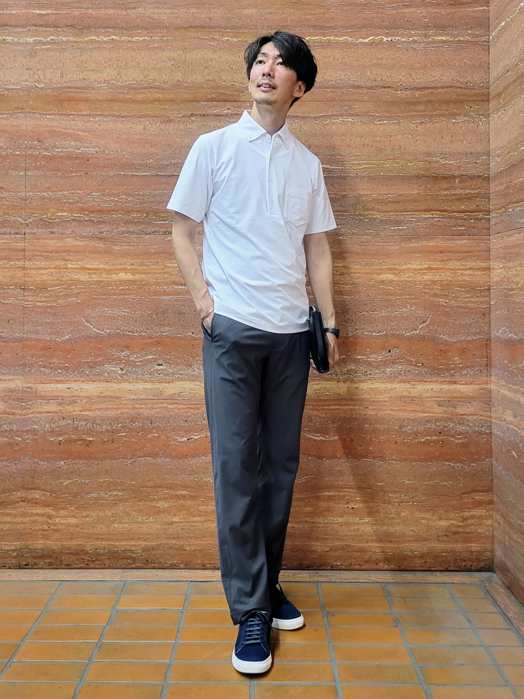 piroyaさんの「TAKEO KIKUCHI｜【汗染み軽減/接触冷感】ビズ ポロシャツ」を使ったコーディネート