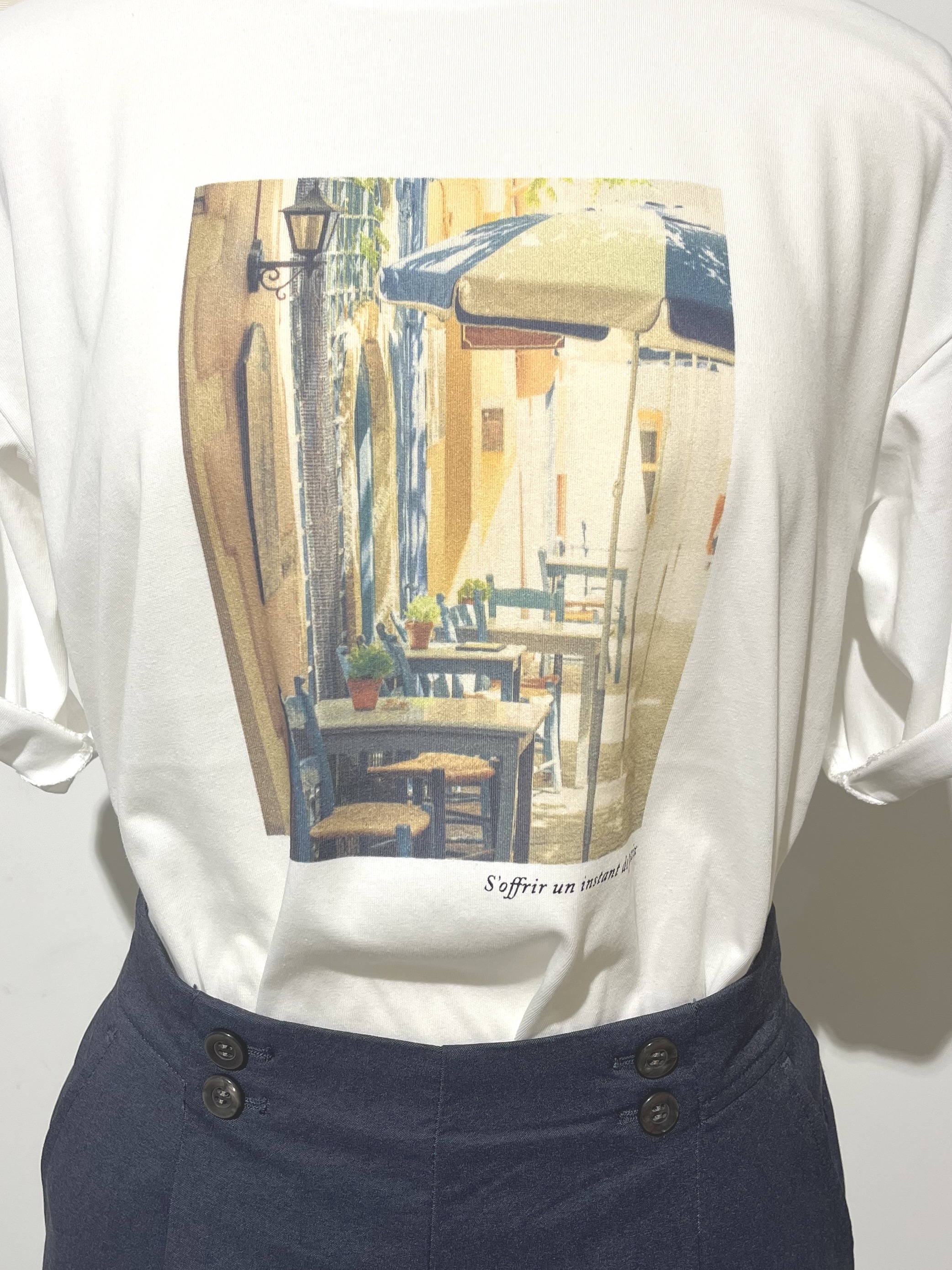 ほくとさんの「grove｜【UVカット/接触冷感】プリントアソート5分袖Tシャツ」を使ったコーディネート