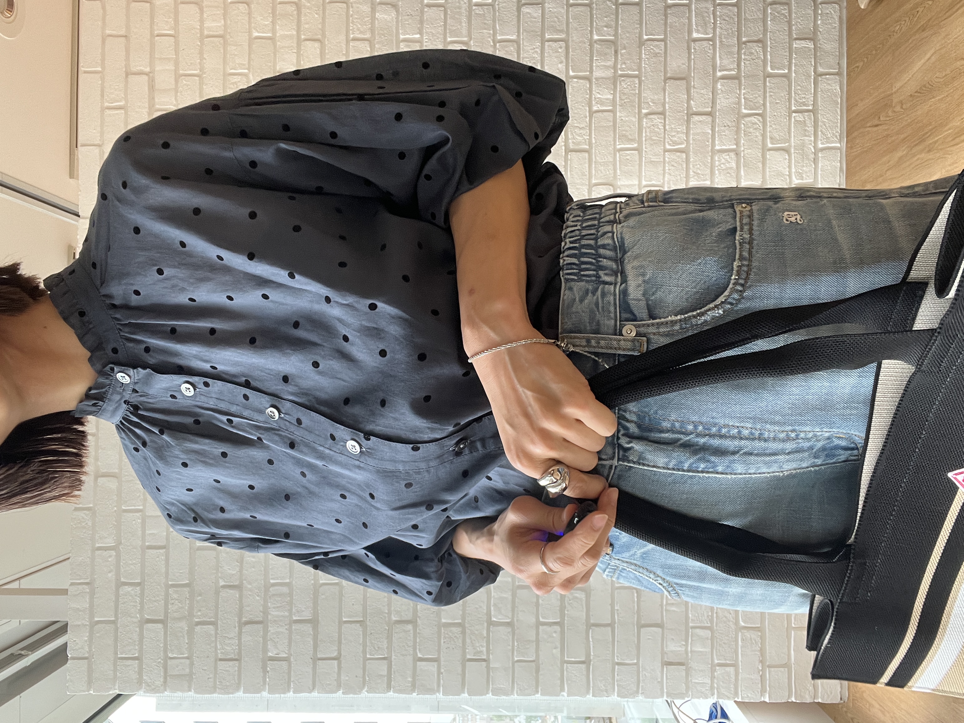 misaさんの「DRESSTERIOR｜センタープレス ワイドストレートデニム」を使ったコーディネート