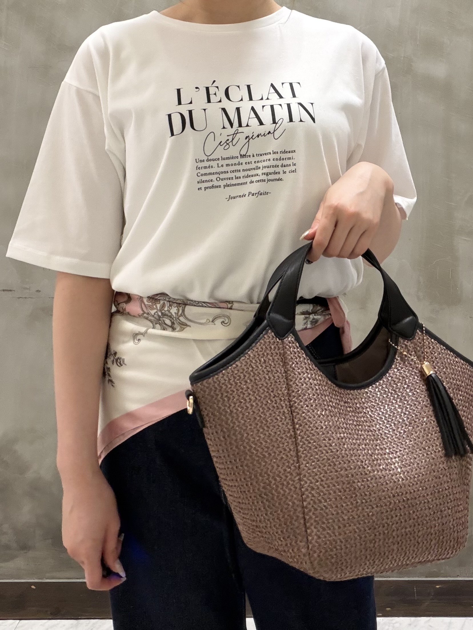 maiさんの「grove｜【UVカット/接触冷感】プリントアソート5分袖Tシャツ」を使ったコーディネート