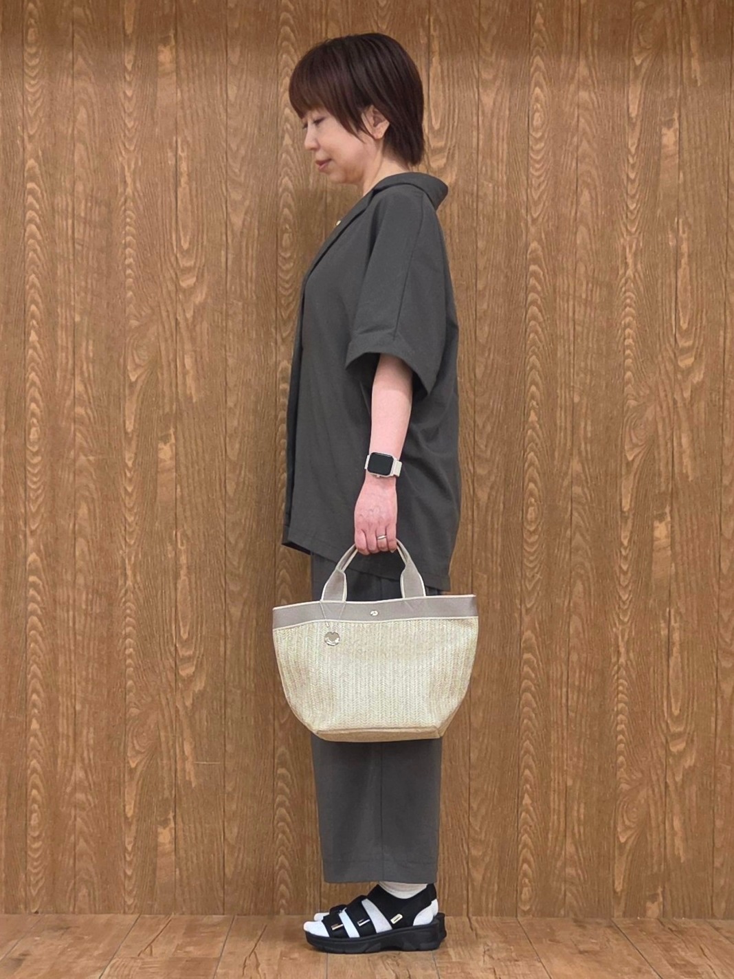 深谷香住さんの「SHOO･LA･RUE｜【高レビュー/洗濯機可/セットアップ可】軽凛(かろりん) 半袖ジャケット」を使ったコーディネート