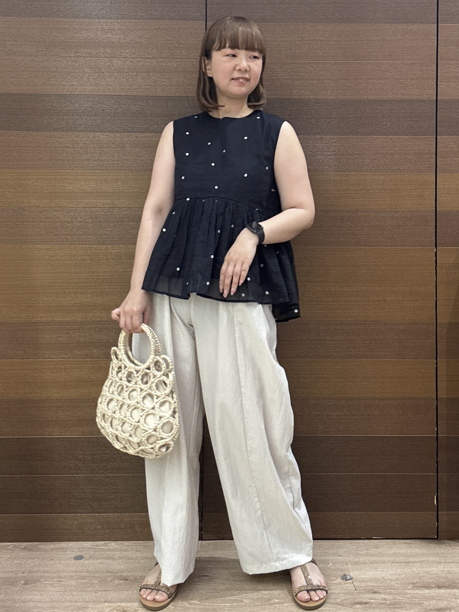 yumeさんの「OPAQUE.CLIP｜ラメドット刺繍ペプラムブラウス【洗える】」を使ったコーディネート