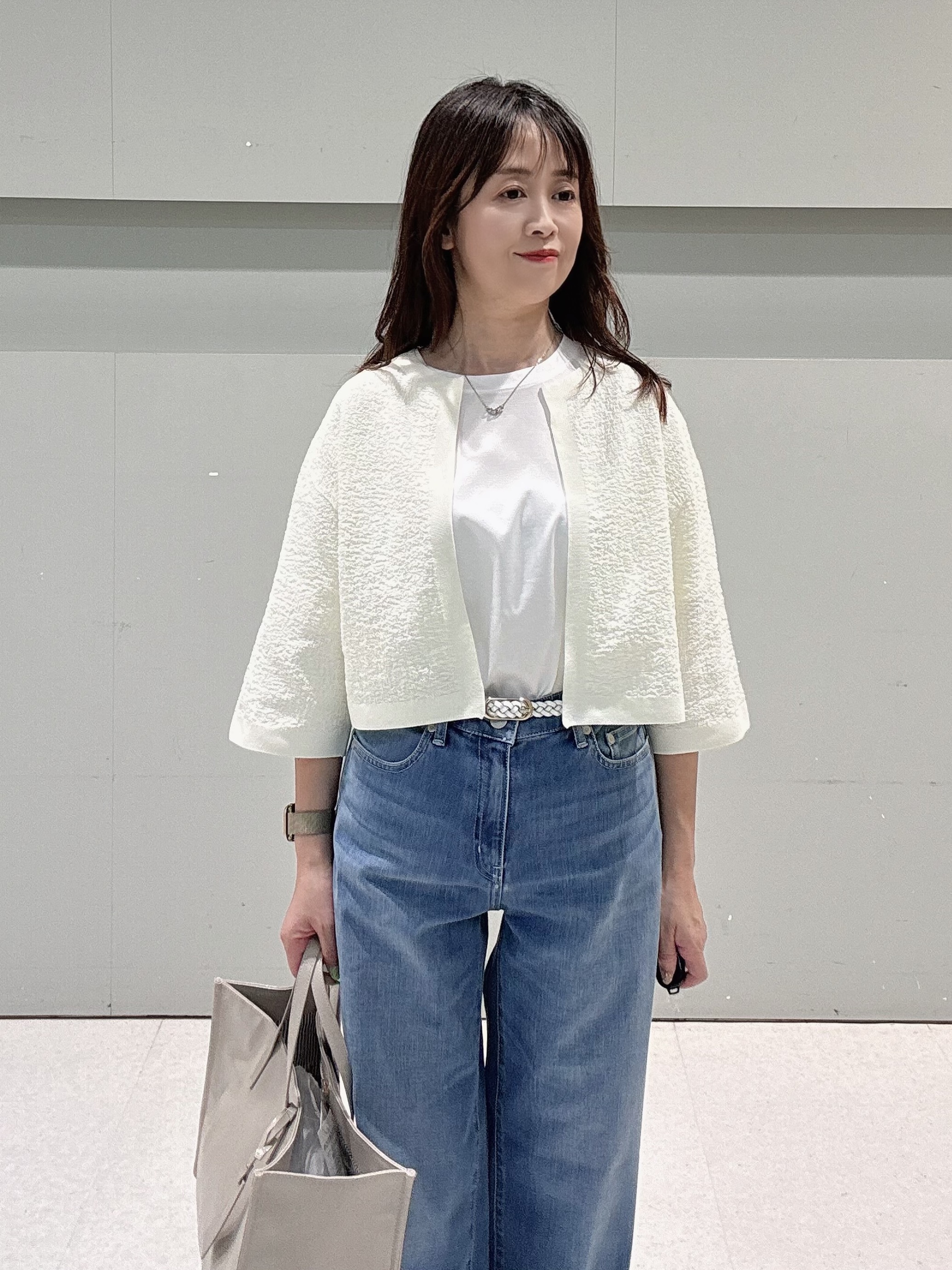 makiさんの「UNTITLED｜◆【ストレッチ性/洗える】短丈ニットカーディガン」を使ったコーディネート