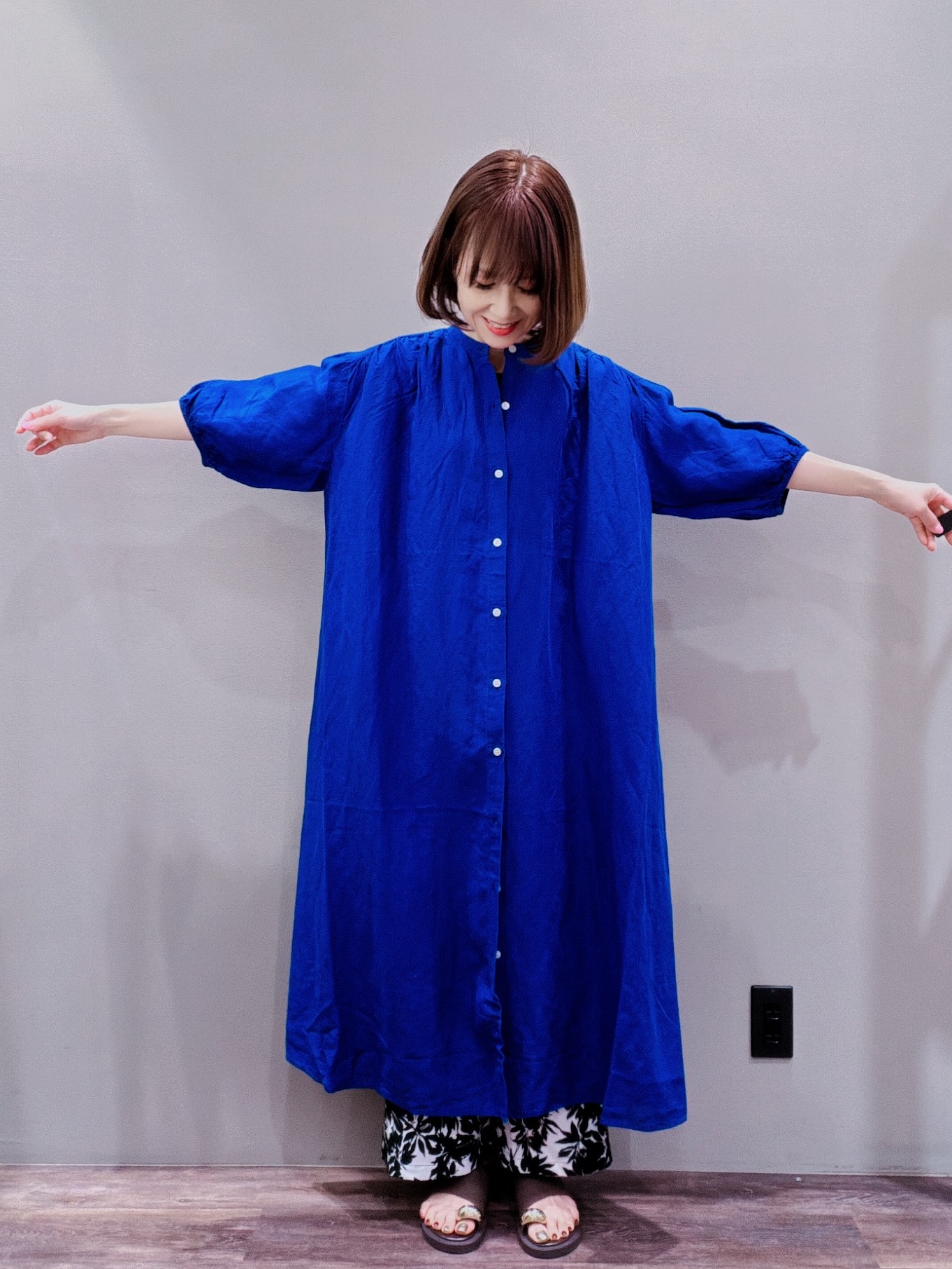 Satoさんの「Dessin｜【洗える】リネン混シャツワンピース」を使ったコーディネート