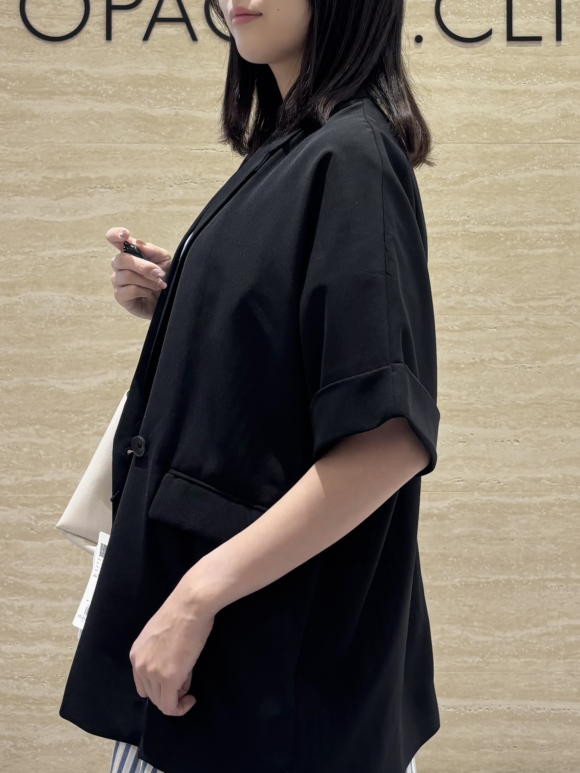 Ririkaさんの「OPAQUE.CLIP｜【接触冷感／吸水速乾／防シワ】リネンライクテーラードジャケット《洗濯機OK》」を使ったコーディネート