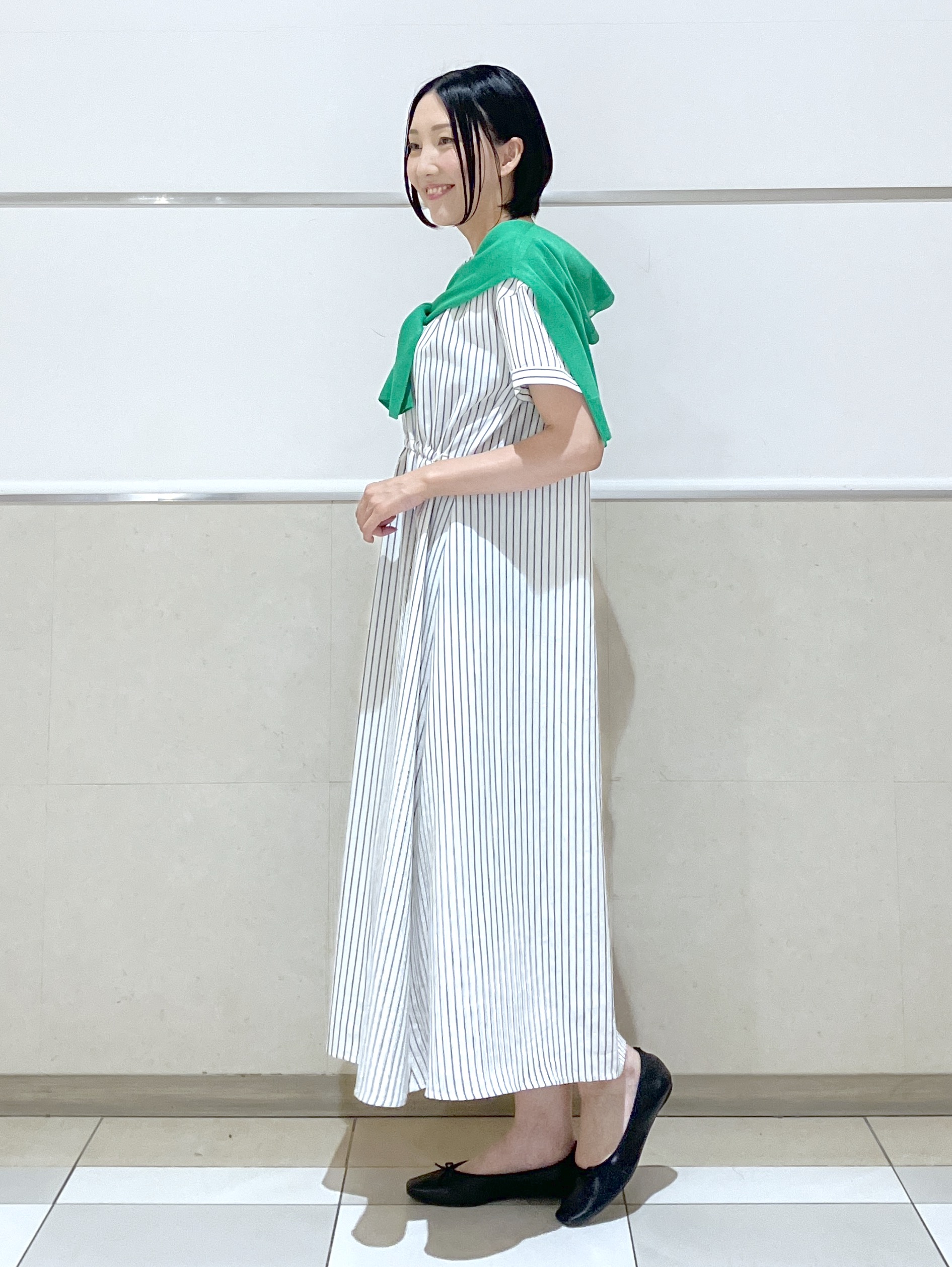 eriko さんの「Dessin｜【洗える】ウエストギャザーリネン混ワンピース」を使ったコーディネート