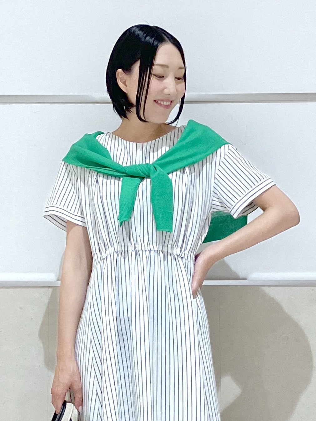 eriko さんの「Dessin｜【洗える】ウエストギャザーリネン混ワンピース」を使ったコーディネート