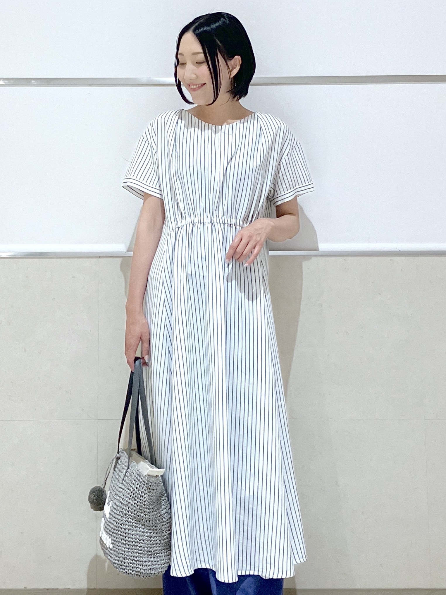 eriko さんの「Dessin｜【洗える】ウエストギャザーリネン混ワンピース」を使ったコーディネート