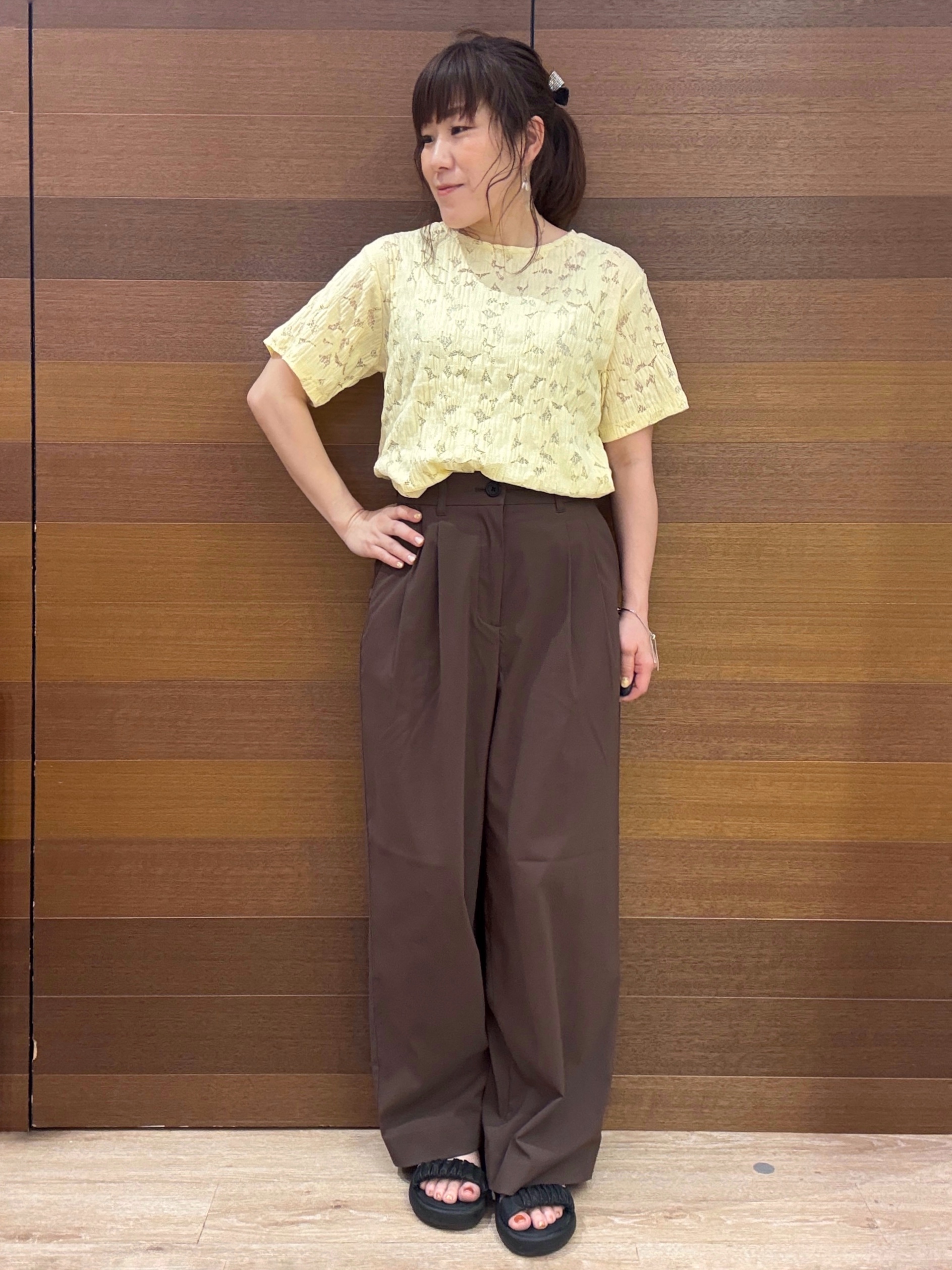 maichiさんの「OPAQUE.CLIP｜レースジャカードカットソー【洗濯機OK】」を使ったコーディネート