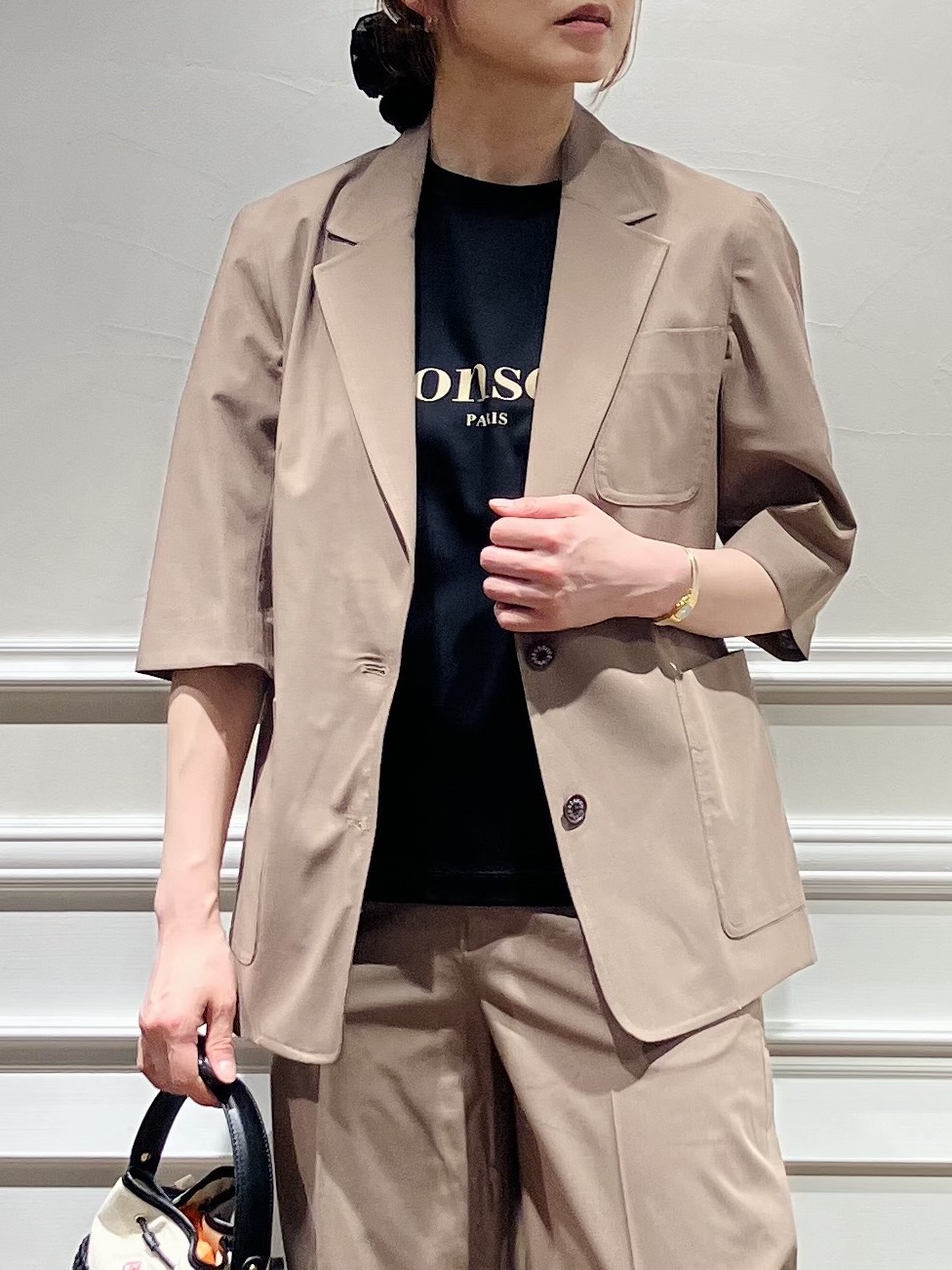 TSUKUIさんの「DRESSTERIOR｜【接触冷感/セットアップ可】 2WAYストレッチスリークオータージャケット」を使ったコーディネート