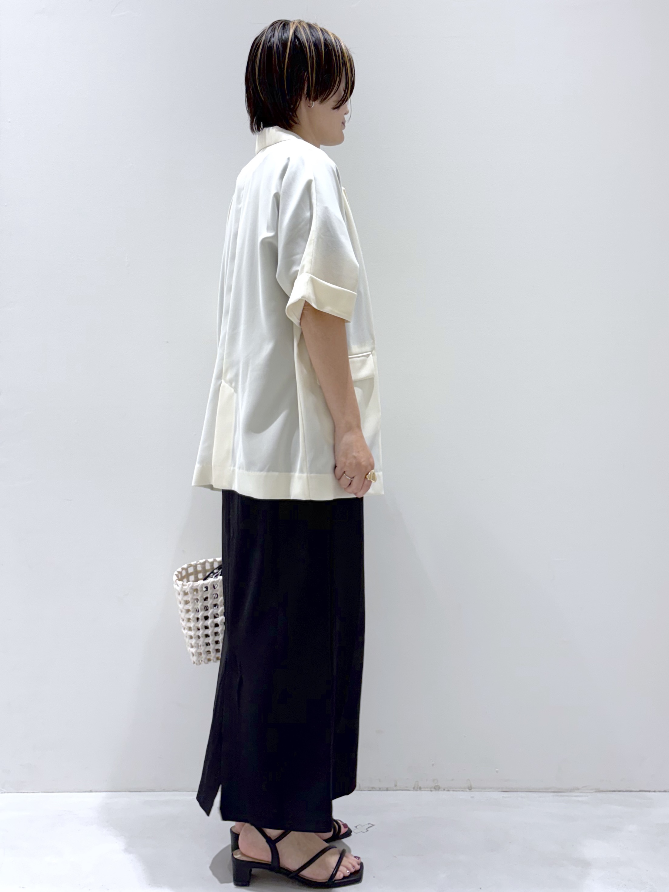 こじさんの「OPAQUE.CLIP｜【接触冷感／吸水速乾／防シワ】リネンライクテーラードジャケット《洗濯機OK》」を使ったコーディネート