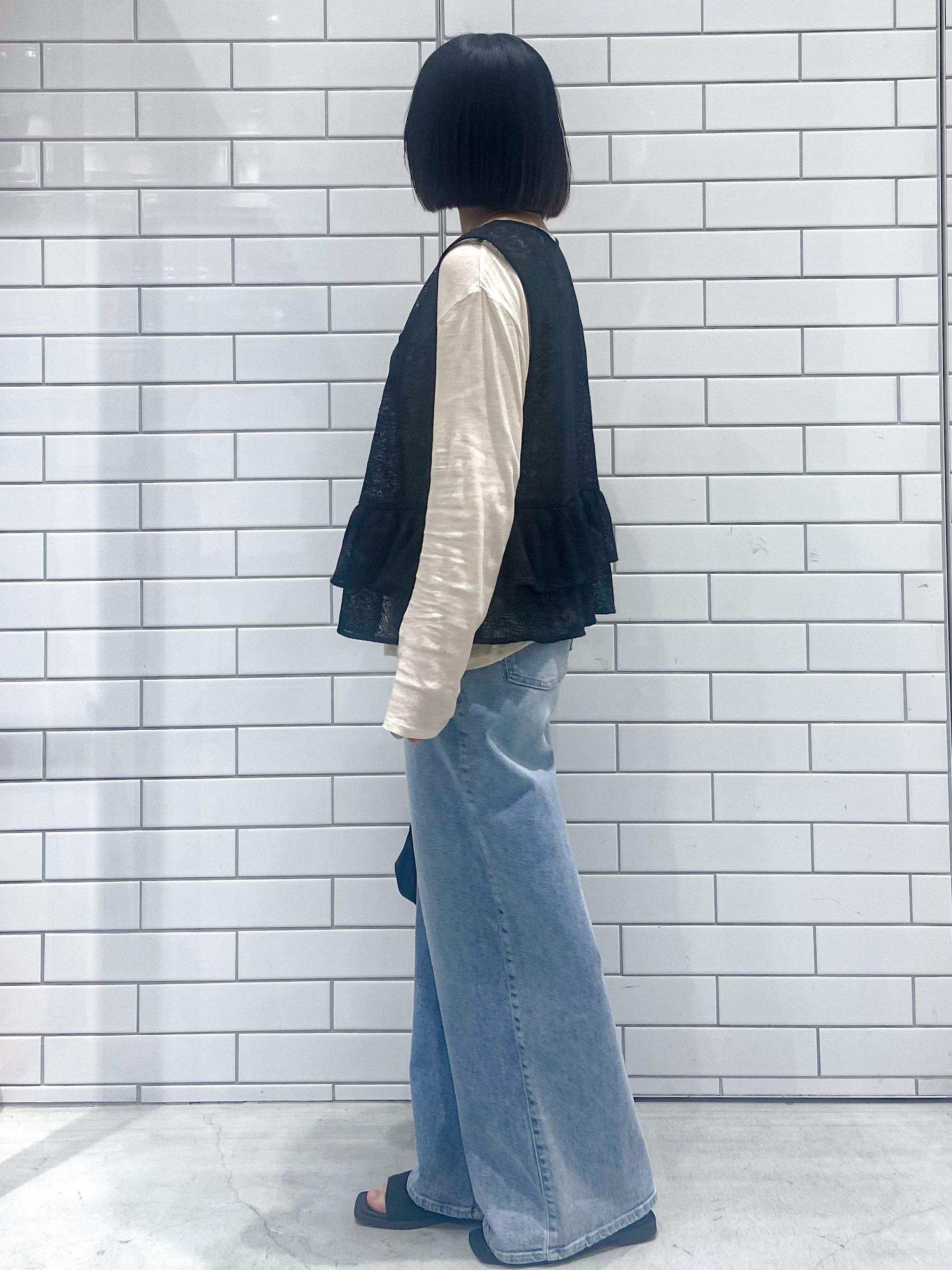 kimiさんの「OPAQUE.CLIP｜レースペプラムジレ【洗濯機OK】」を使ったコーディネート