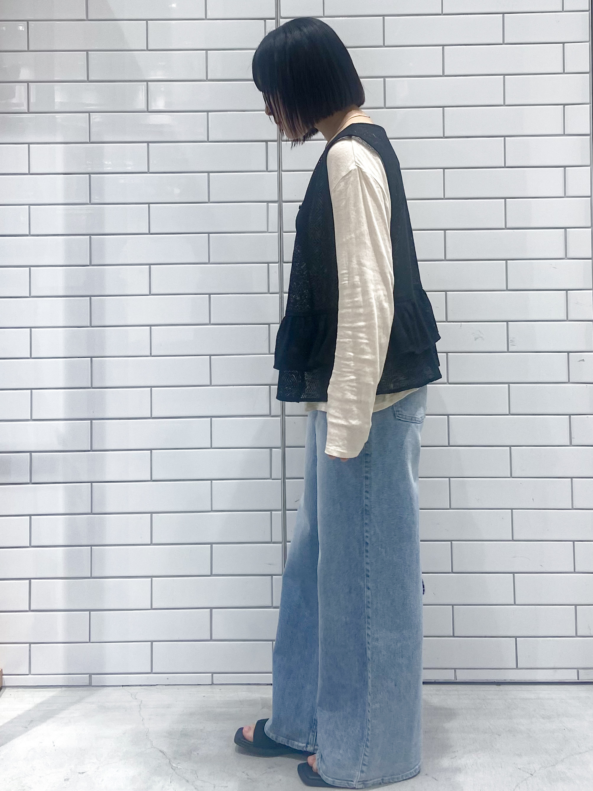 kimiさんの「OPAQUE.CLIP｜レースペプラムジレ【洗濯機OK】」を使ったコーディネート