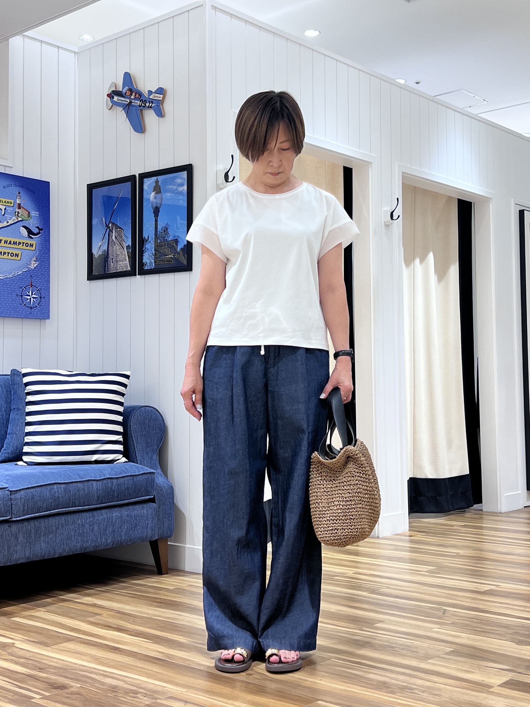 haruさんの「Dessin｜【UVカット/接触冷感】美光沢カットソー」を使ったコーディネート