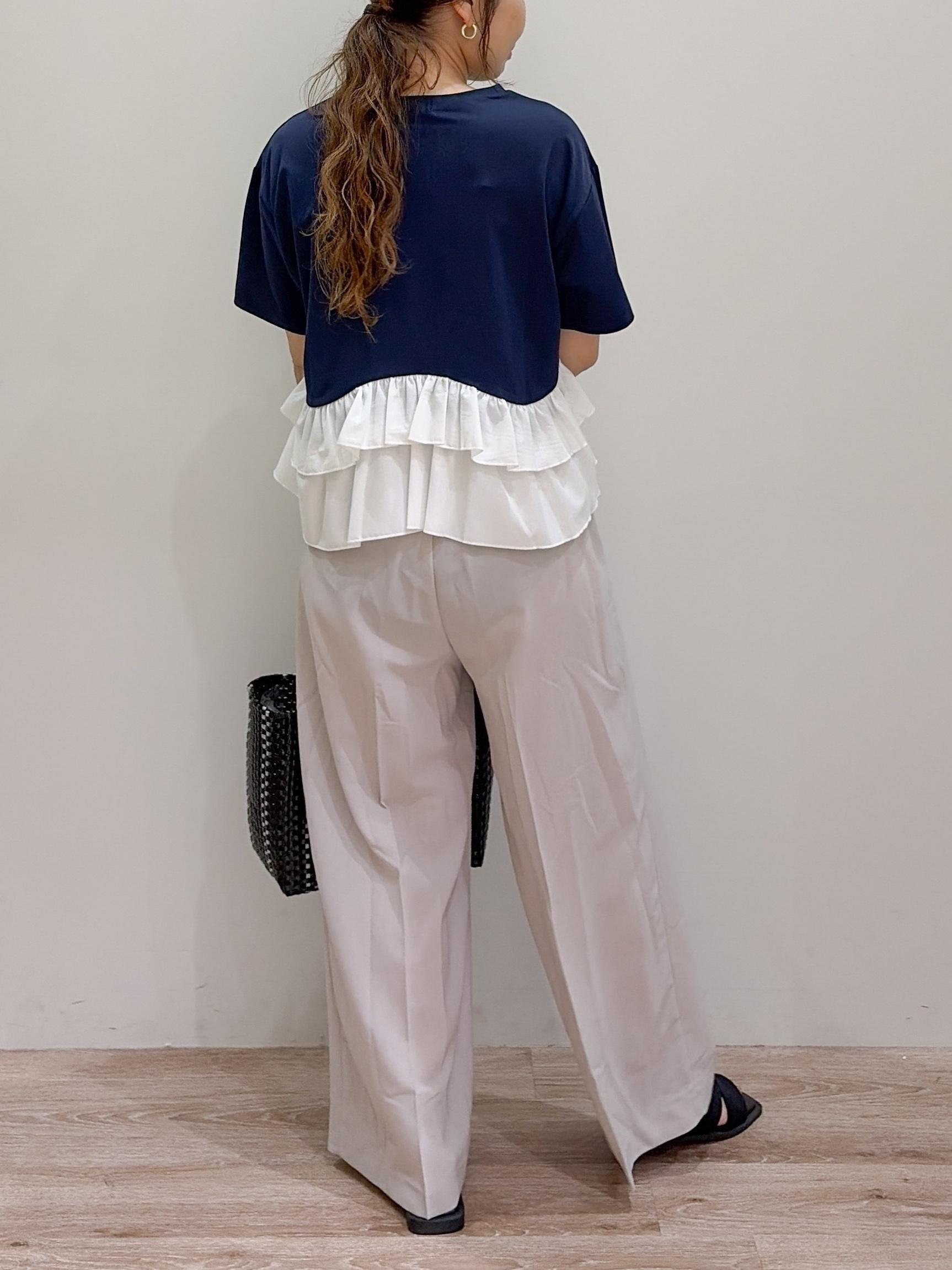 risayanさんの「OPAQUE.CLIP｜裾フリルドッキングTシャツ【洗濯機OK】」を使ったコーディネート