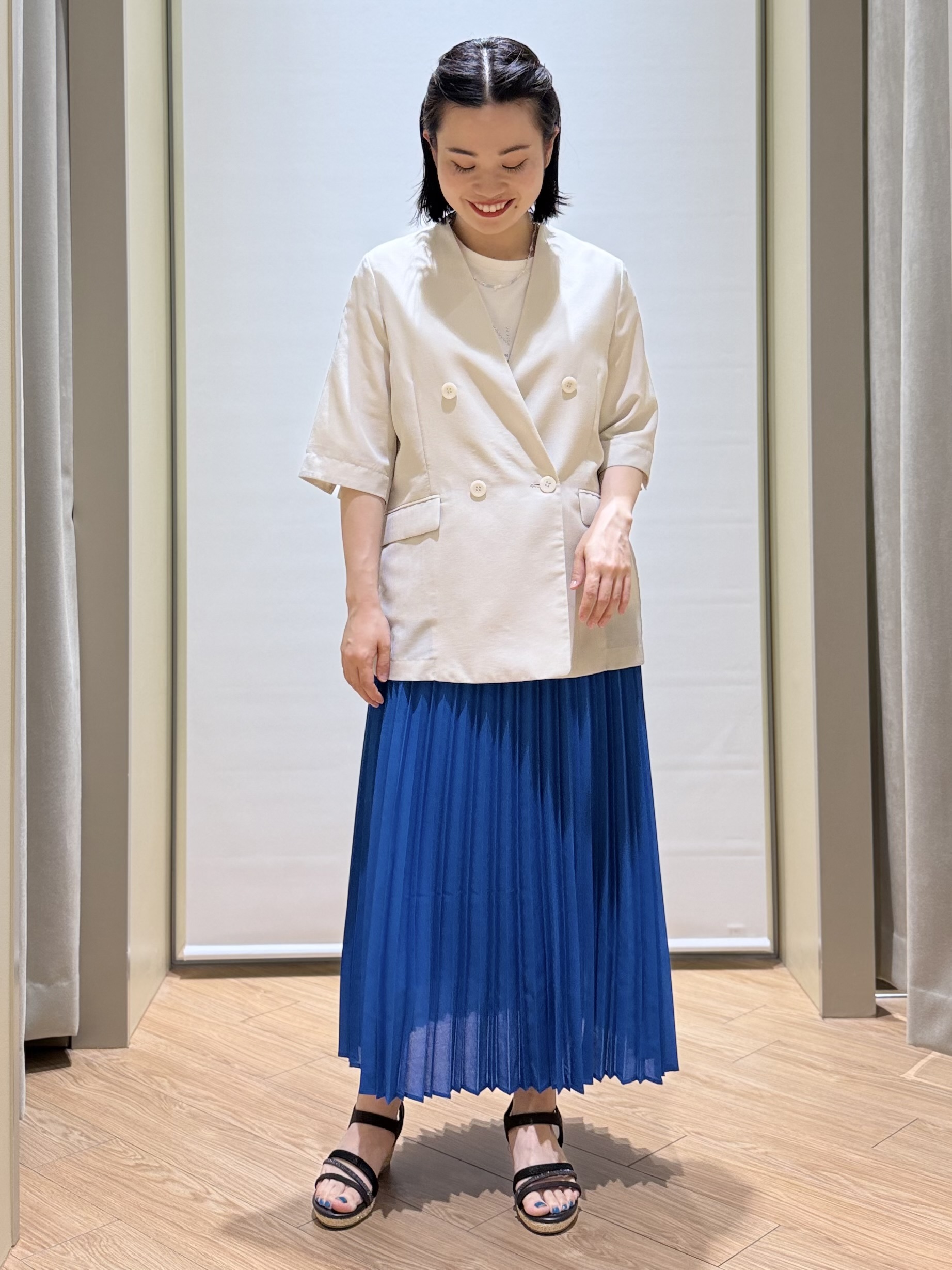 あんりさんの「grove｜【洗濯機OK/ひんやり】軽く羽織れるハーフスリーブジャケット」を使ったコーディネート