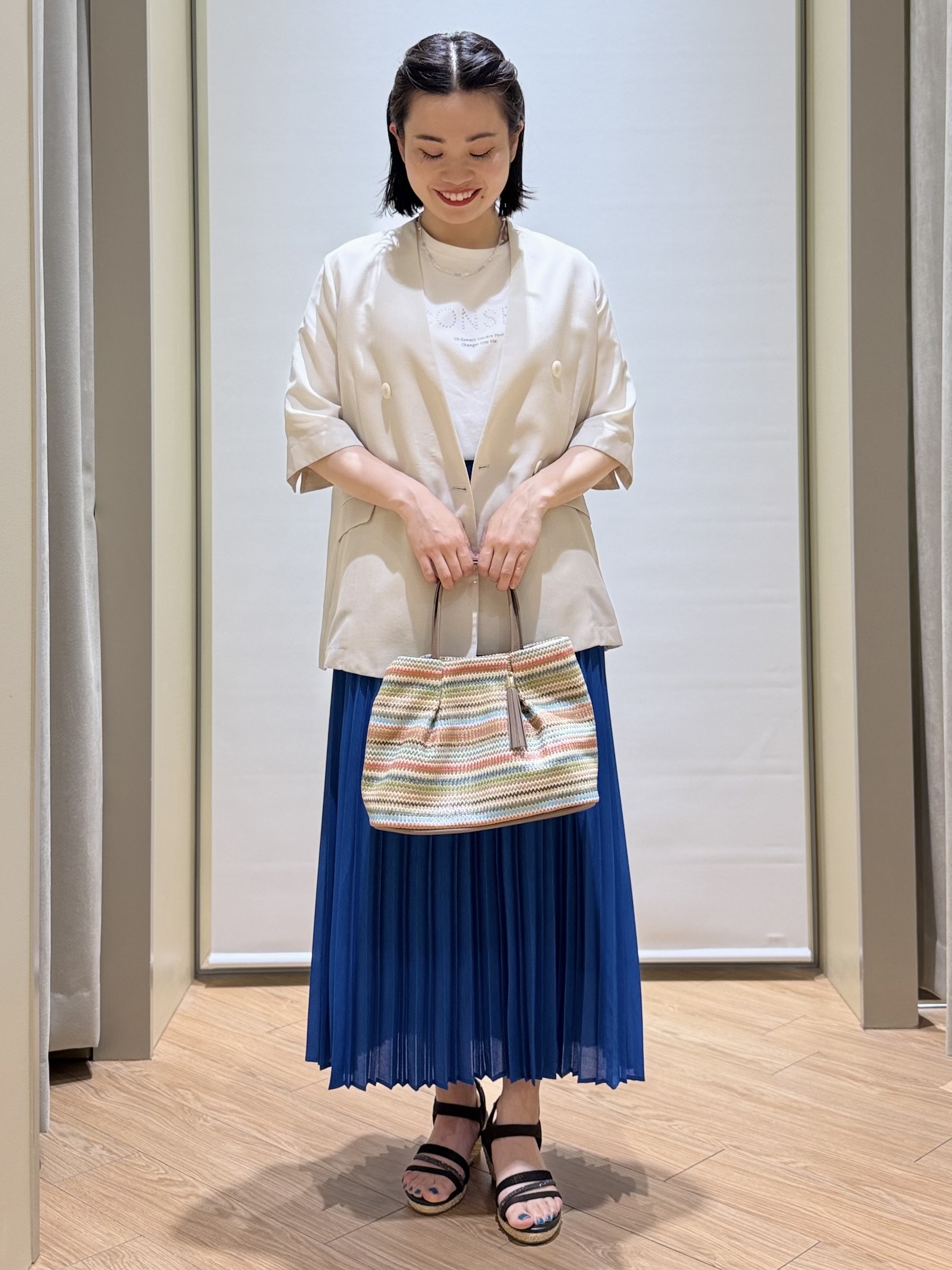あんりさんの「grove｜【洗濯機OK/ひんやり】軽く羽織れるハーフスリーブジャケット」を使ったコーディネート