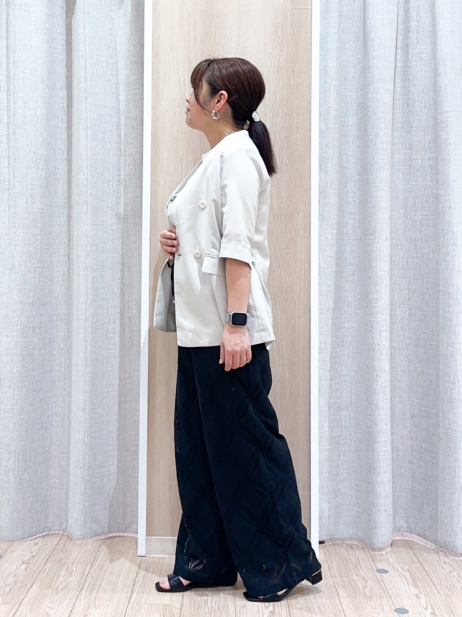 naoさんの「grove｜【洗濯機OK/ひんやり】軽く羽織れるハーフスリーブジャケット」を使ったコーディネート