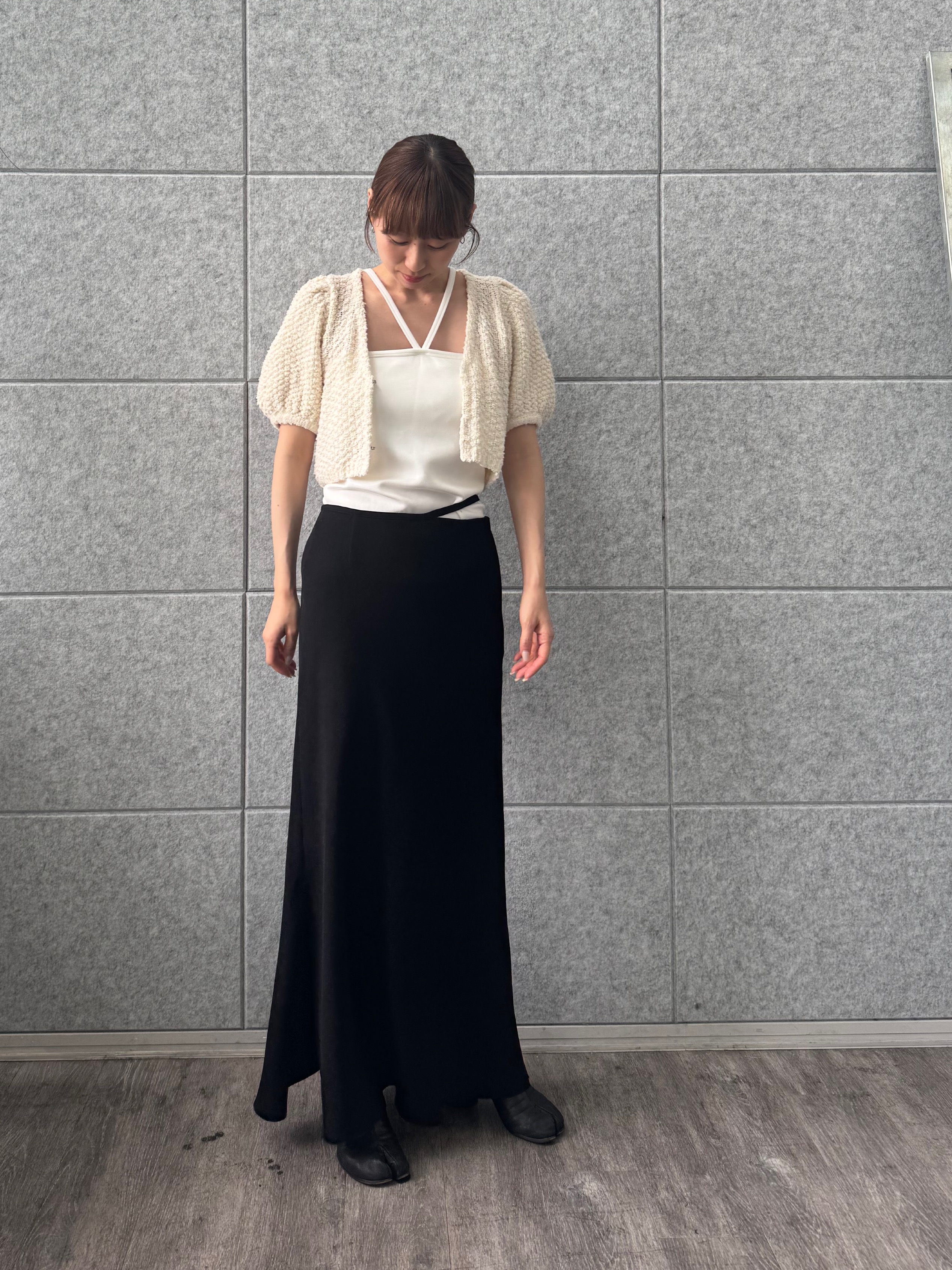 designer yukaさんの「CODE A｜cloudy puff cardigan」を使ったコーディネート