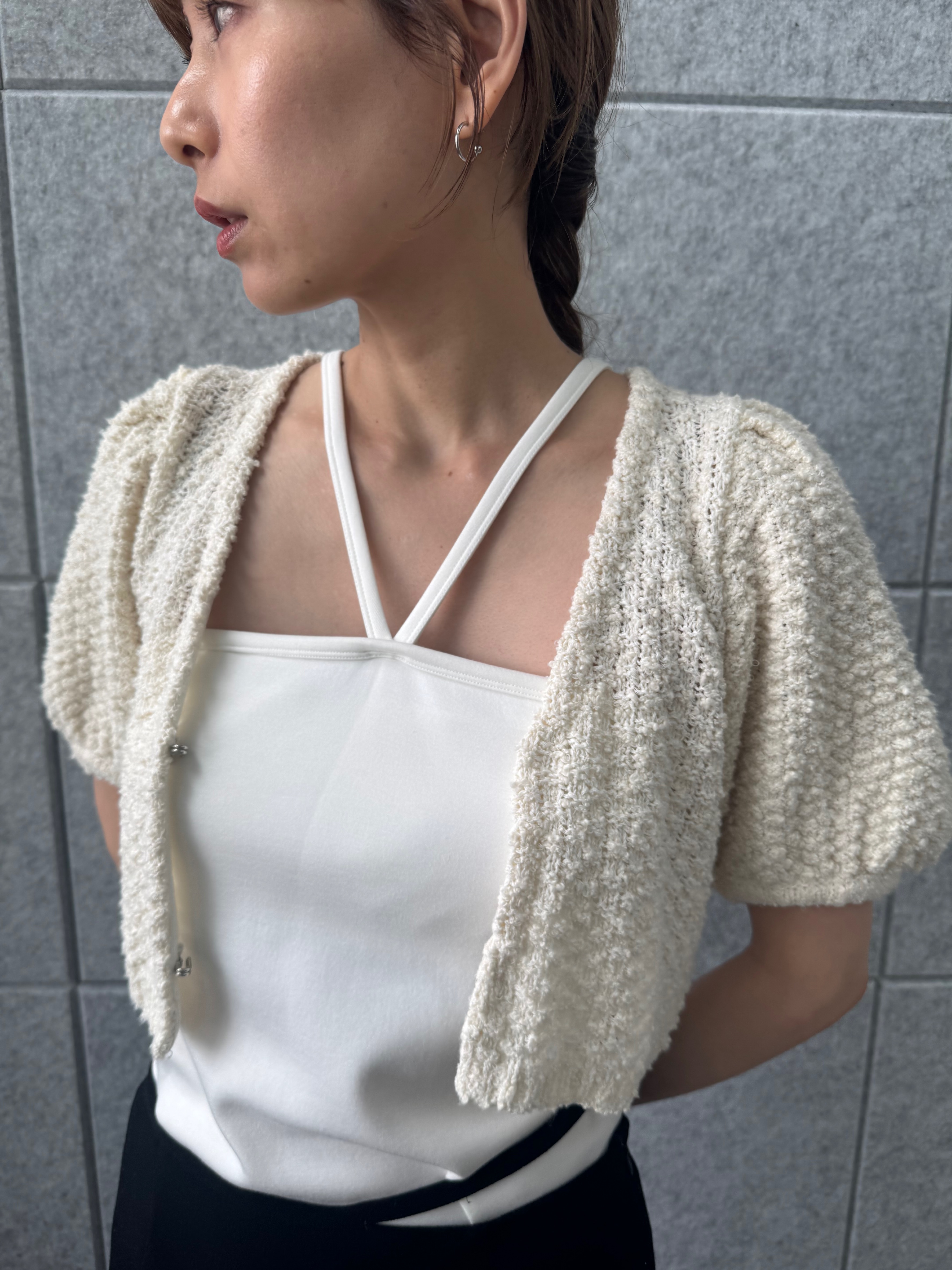 designer yukaさんの「CODE A｜cloudy puff cardigan」を使ったコーディネート