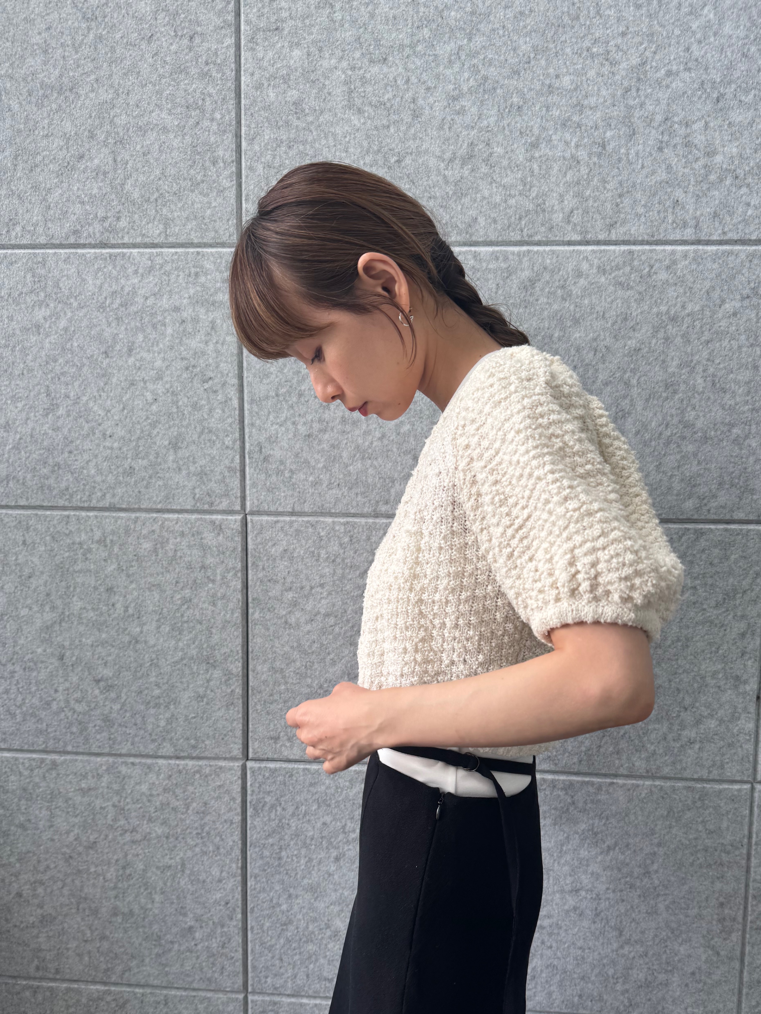 designer yukaさんの「CODE A｜cloudy puff cardigan」を使ったコーディネート
