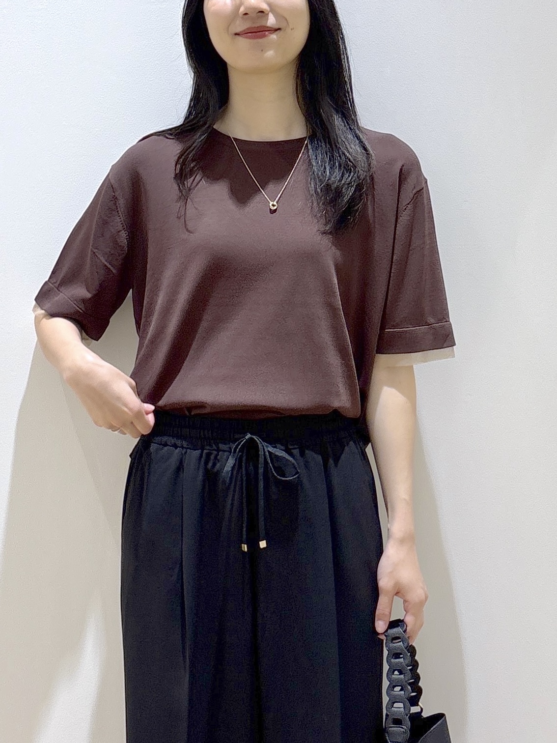 sachikoさんの「OPAQUE.CLIP｜【UV／接触冷感／抗ピル】シアー＆レイヤード風さらりニット《洗濯機OK》」を使ったコーディネート