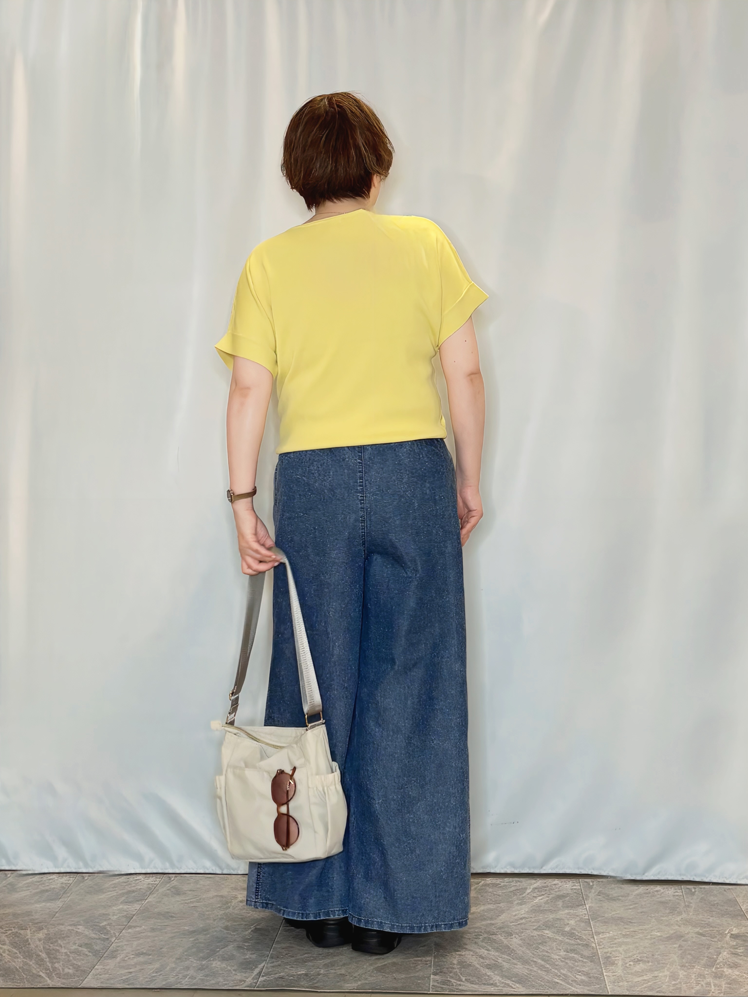たみさんの「SHOO･LA･RUE｜【毎日洗える/UV】二の腕隠れる さらっとドルマン半袖ニット」を使ったコーディネート