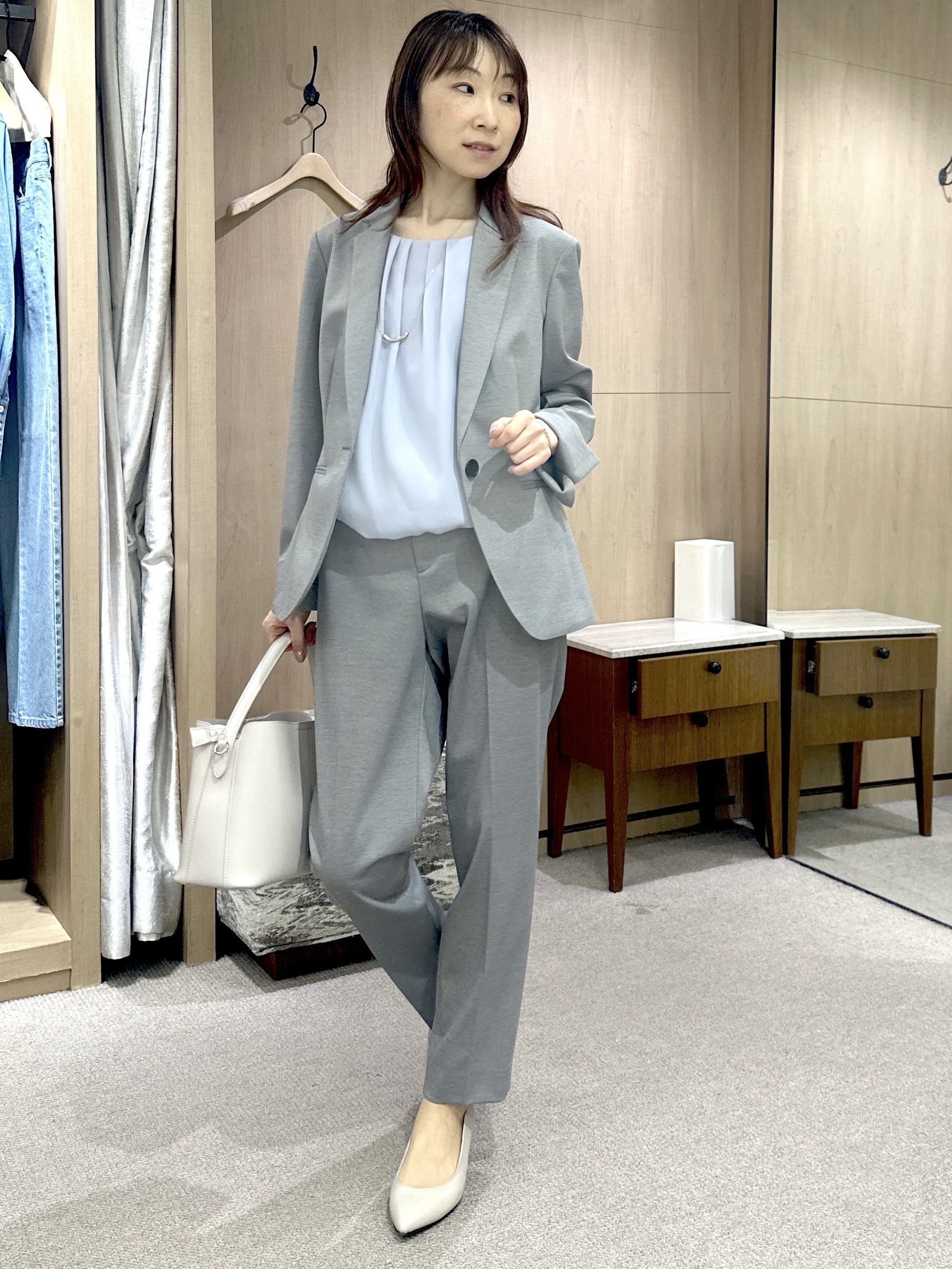 Miwaさんの「UNTITLED｜【UV/接触冷感/スーツ】ジャージテーラードジャケット」を使ったコーディネート