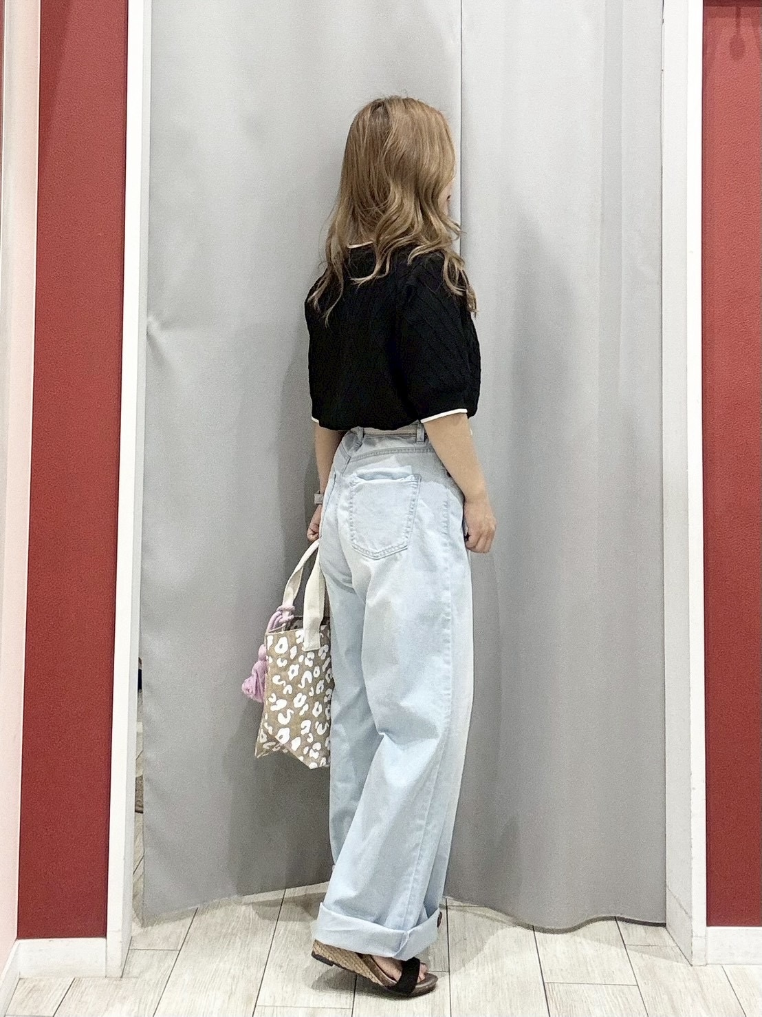 shioさんの「SHOO･LA･RUE｜【洗濯機可/S-LL】大人上品なダイヤ編み柄 配色半袖ニット」を使ったコーディネート