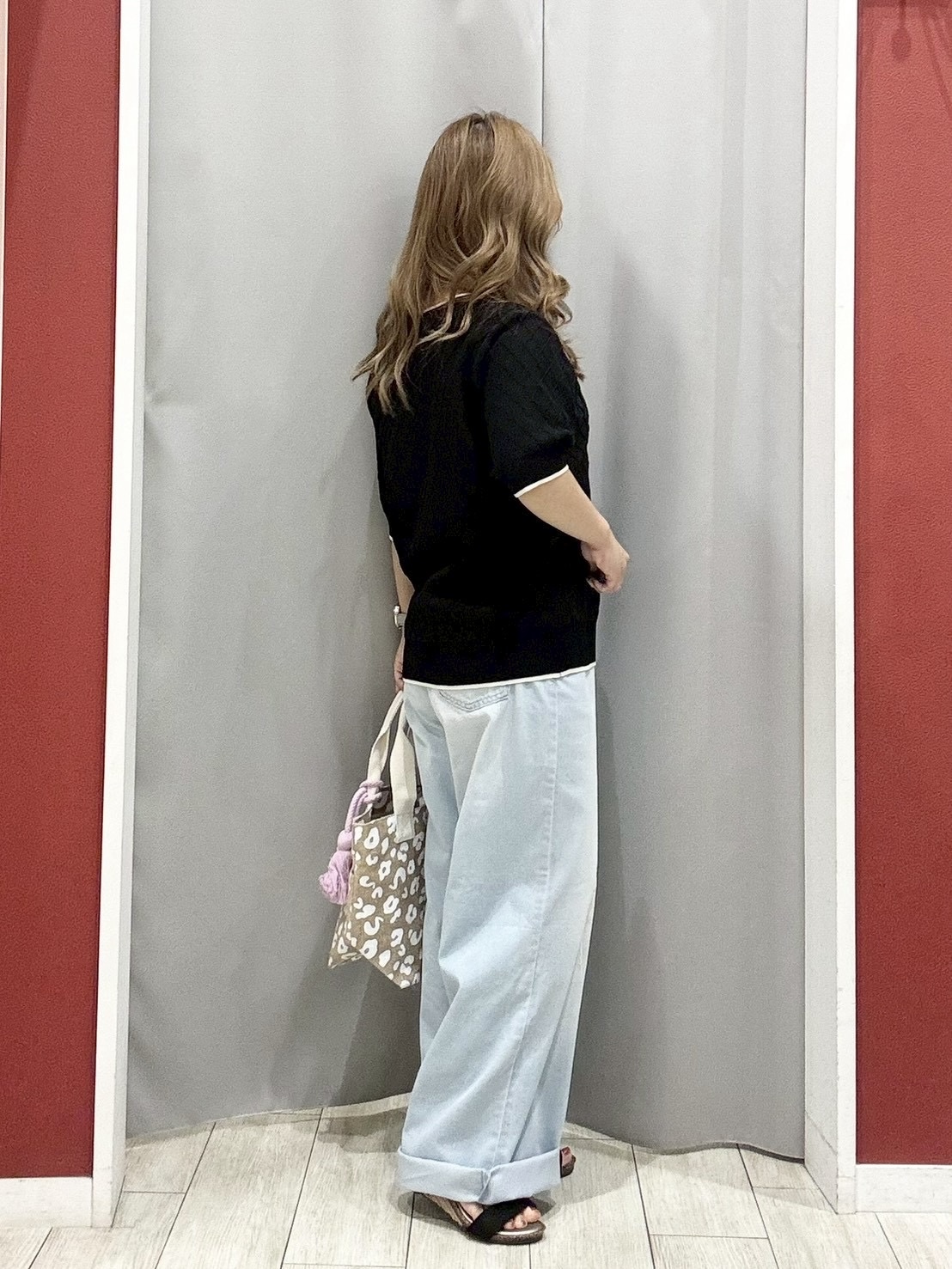 shioさんの「SHOO･LA･RUE｜【洗濯機可/S-LL】大人上品なダイヤ編み柄 配色半袖ニット」を使ったコーディネート