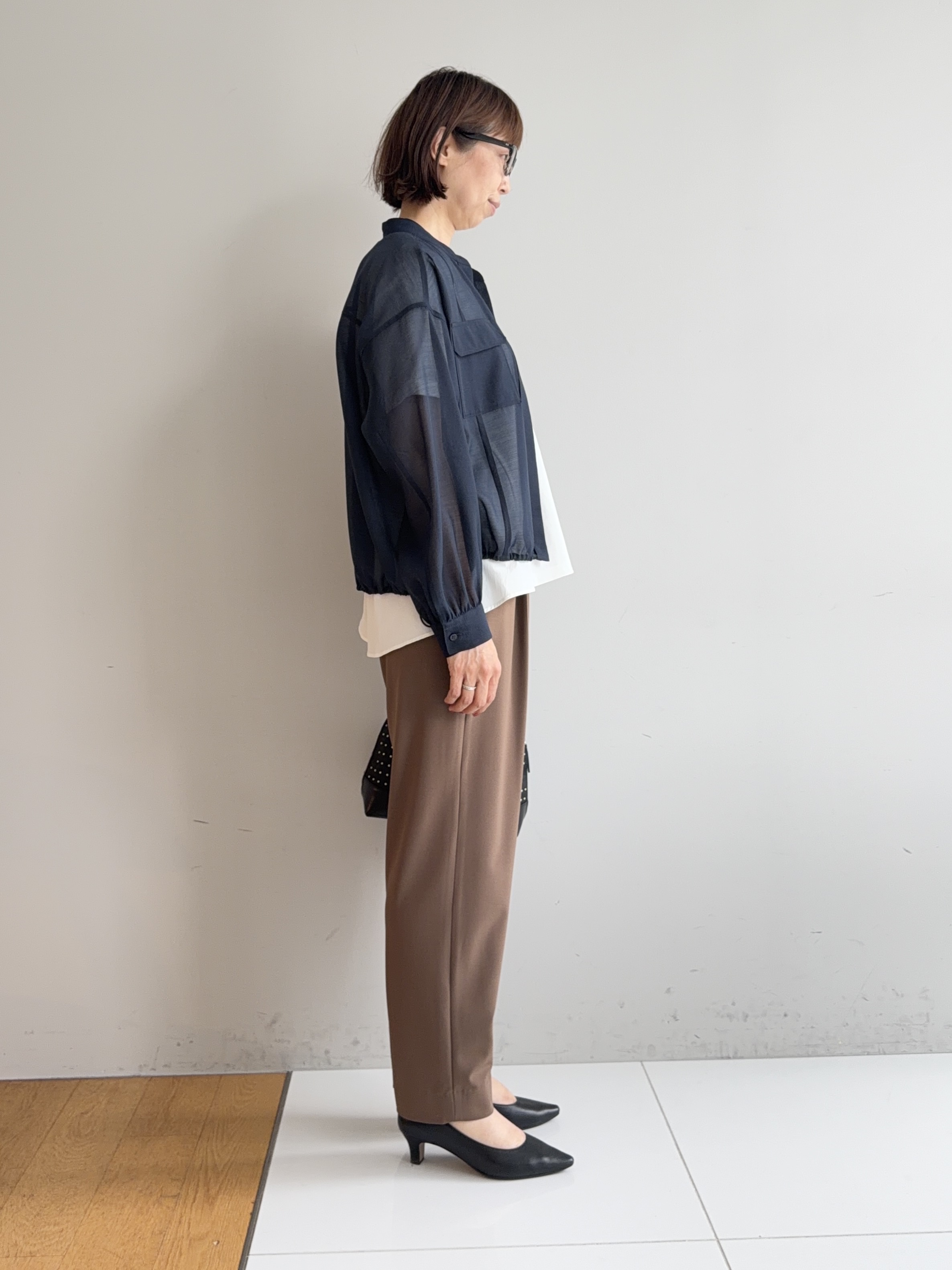 murayamaさんの「INDIVI｜【トレンド／2WAY】裾ドロスト付きシアーブラウスブルゾン」を使ったコーディネート