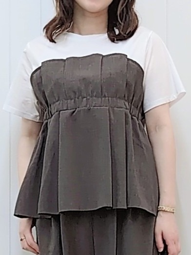itoさんの「Dessin｜【セットアップ可/UVカット/洗える】ビスチェドッキングTシャツ」を使ったコーディネート