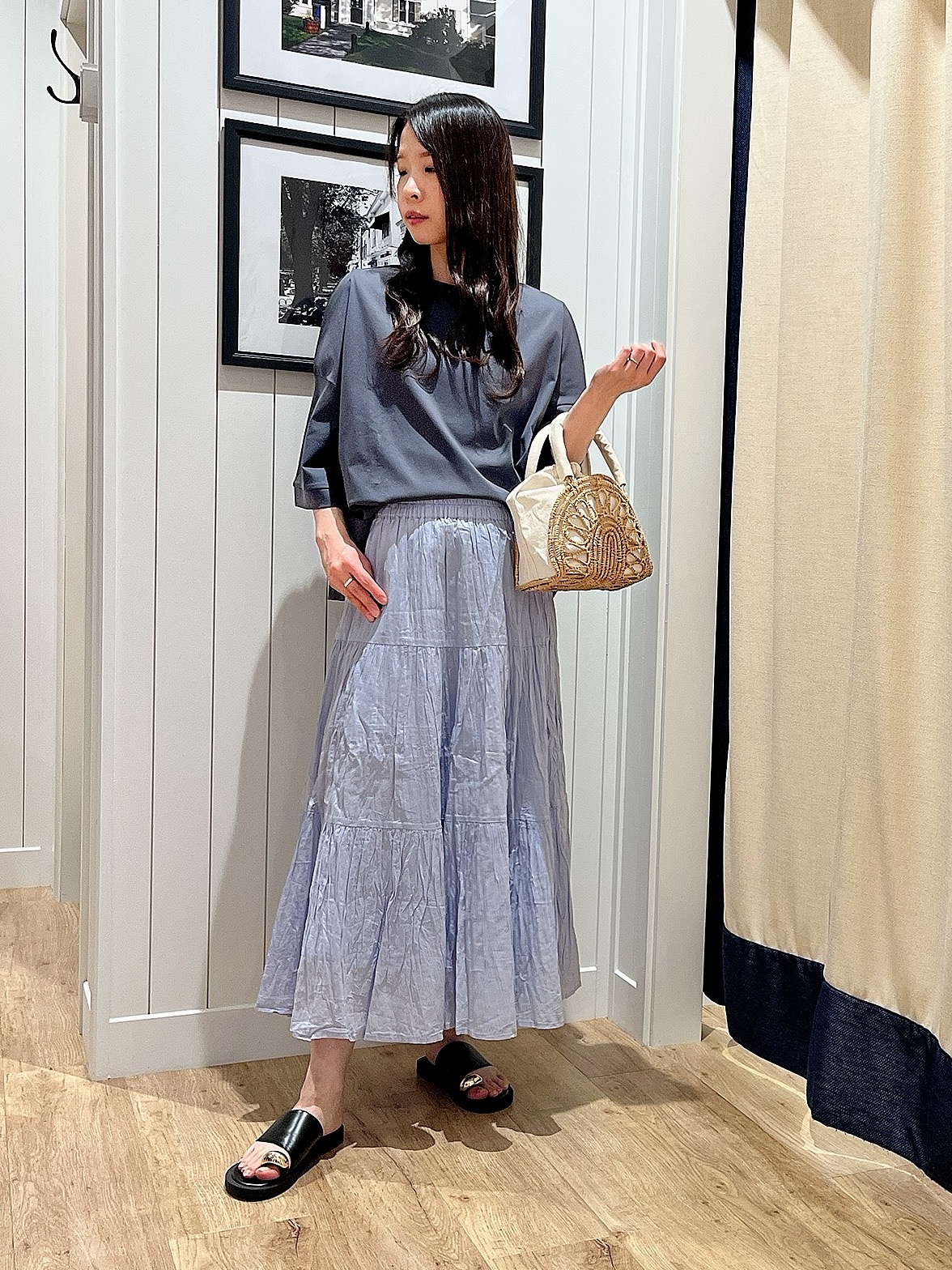 mihoさんの「Dessin｜【体型カバー】美光沢カットソーボクシーシルエット」を使ったコーディネート