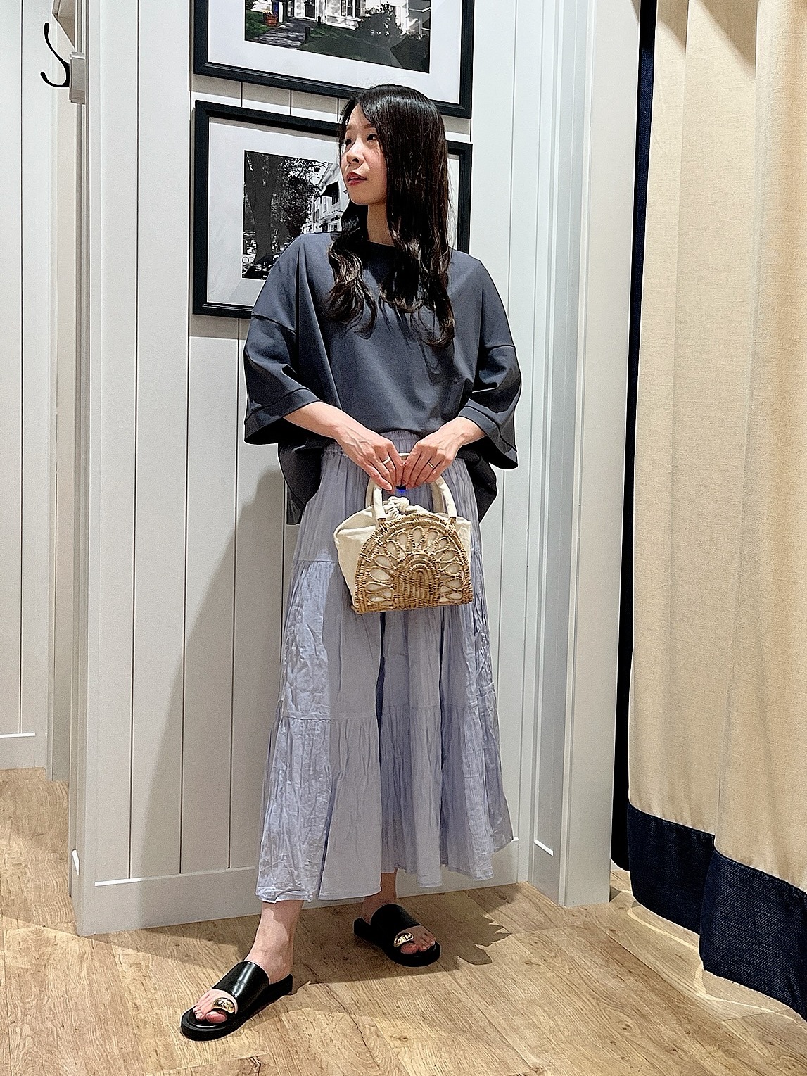 mihoさんの「Dessin｜【体型カバー】美光沢カットソーボクシーシルエット」を使ったコーディネート