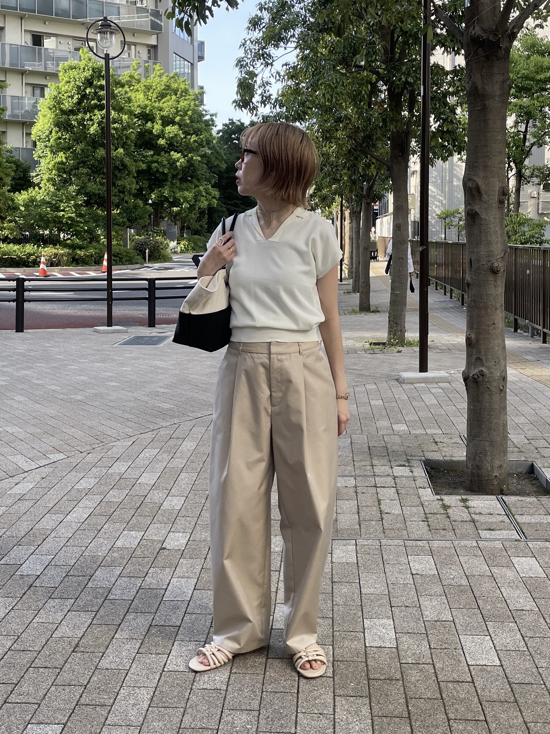 mikuさんの「INDIVI｜シアーフレンチポロ【接触冷感】」を使ったコーディネート