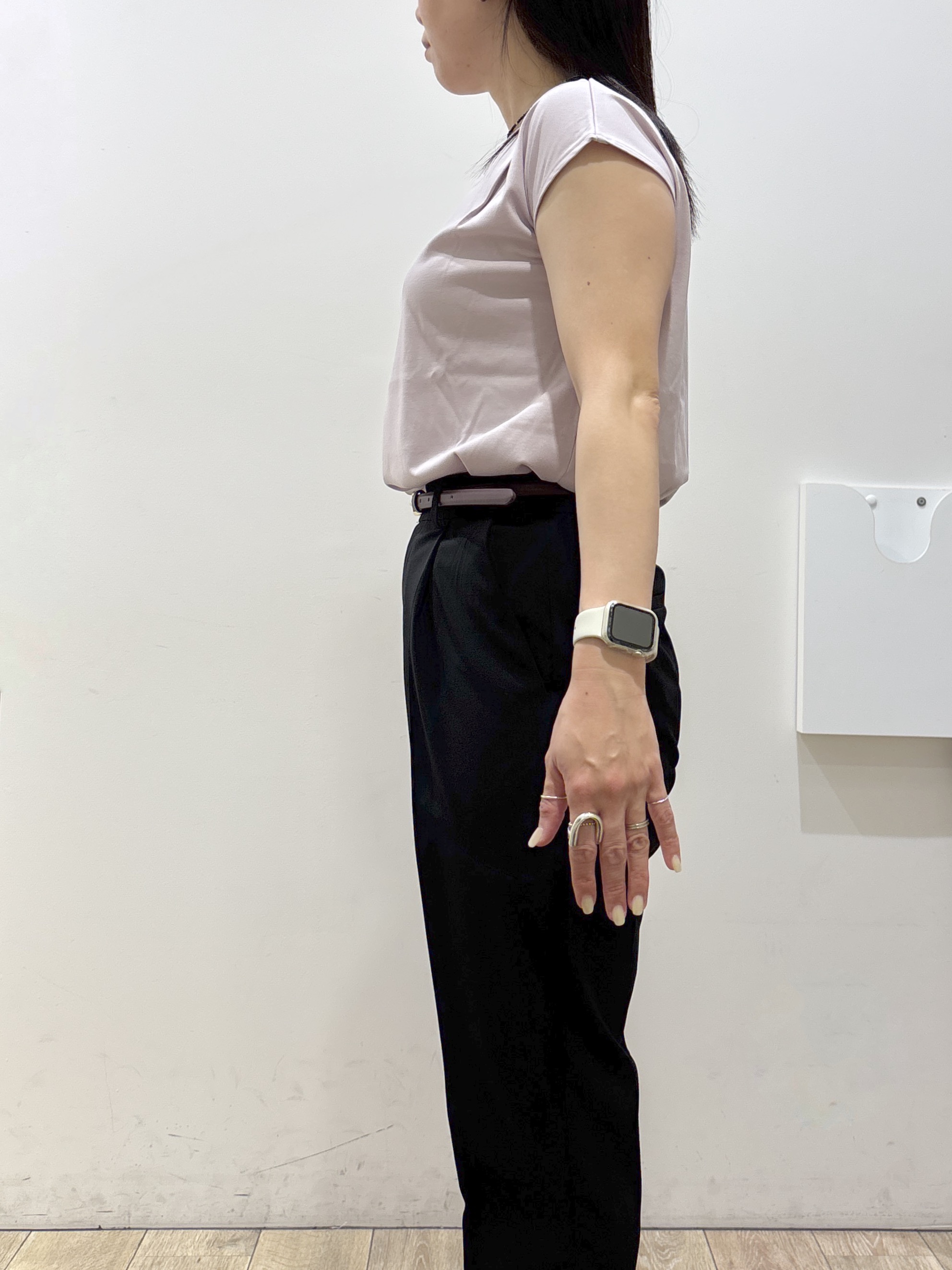 mameさんの「index｜【接触冷感】ビジューキーネックフレンチトップス《UVケア／洗濯機OK／XS～3L／8col》」を使ったコーディネート