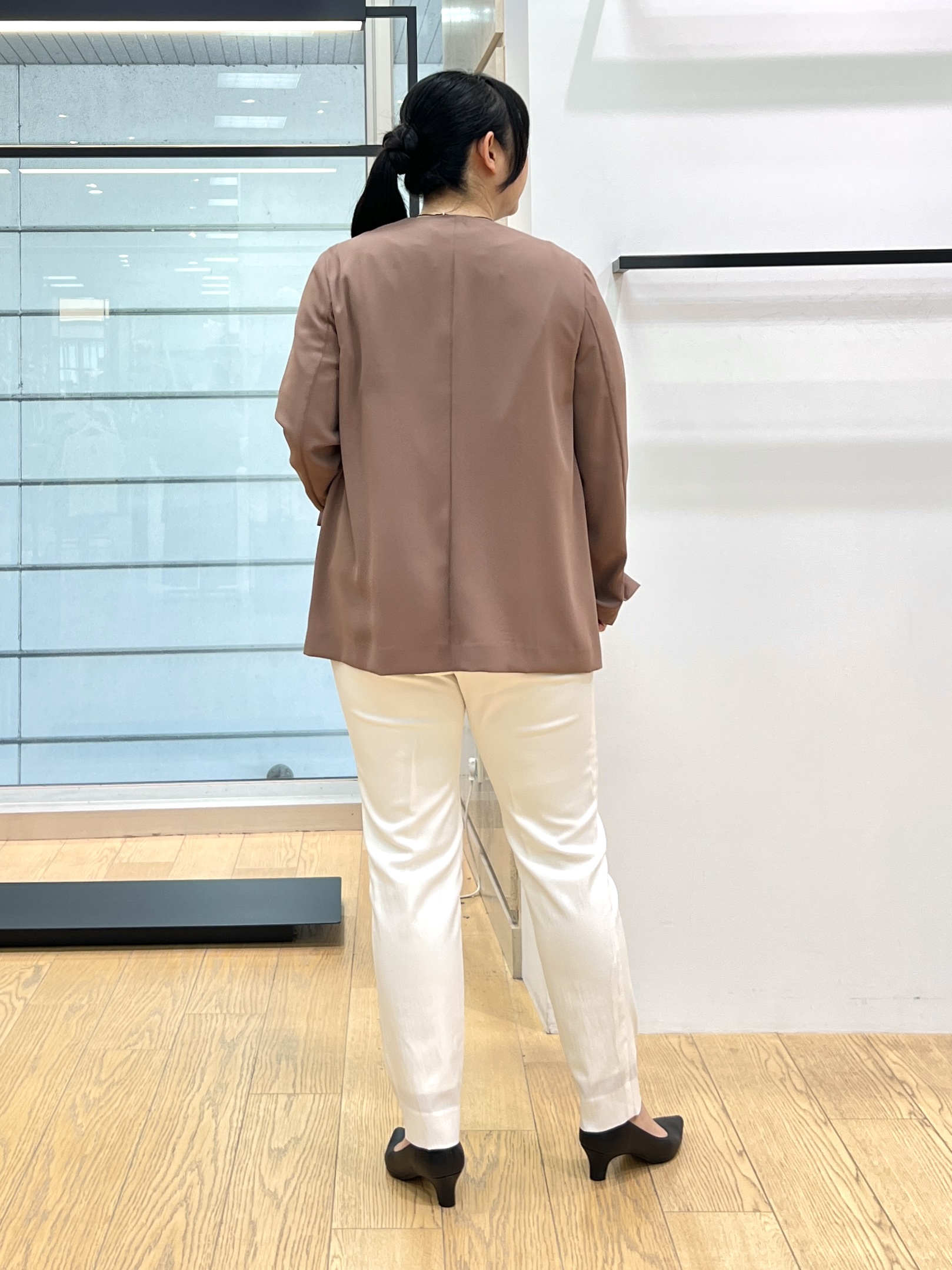 shimaさんの「INDIVI｜【接触冷感／透湿／着る日傘】ノーカラージャケット」を使ったコーディネート