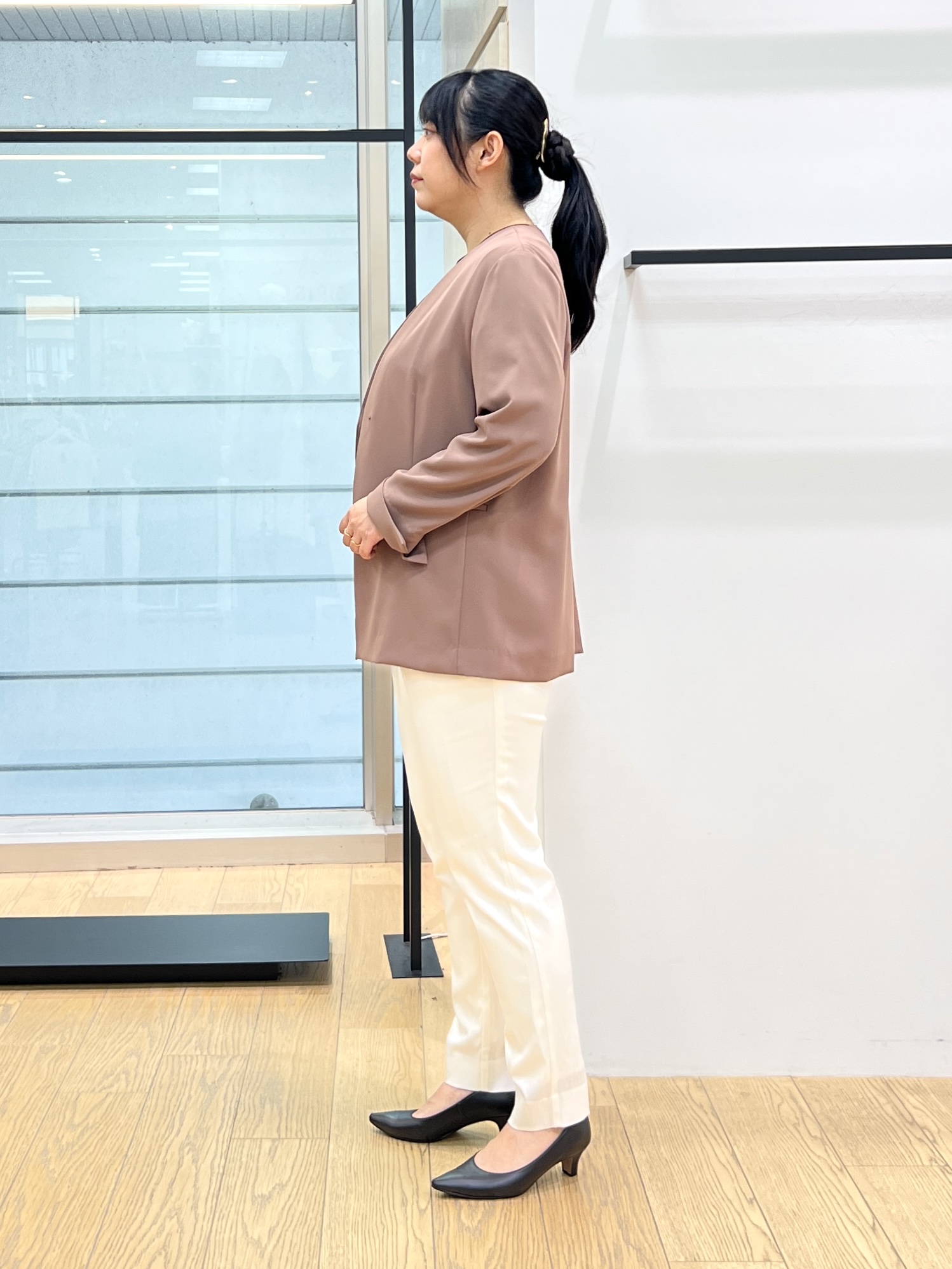 shimaさんの「INDIVI｜【接触冷感／透湿／着る日傘】ノーカラージャケット」を使ったコーディネート