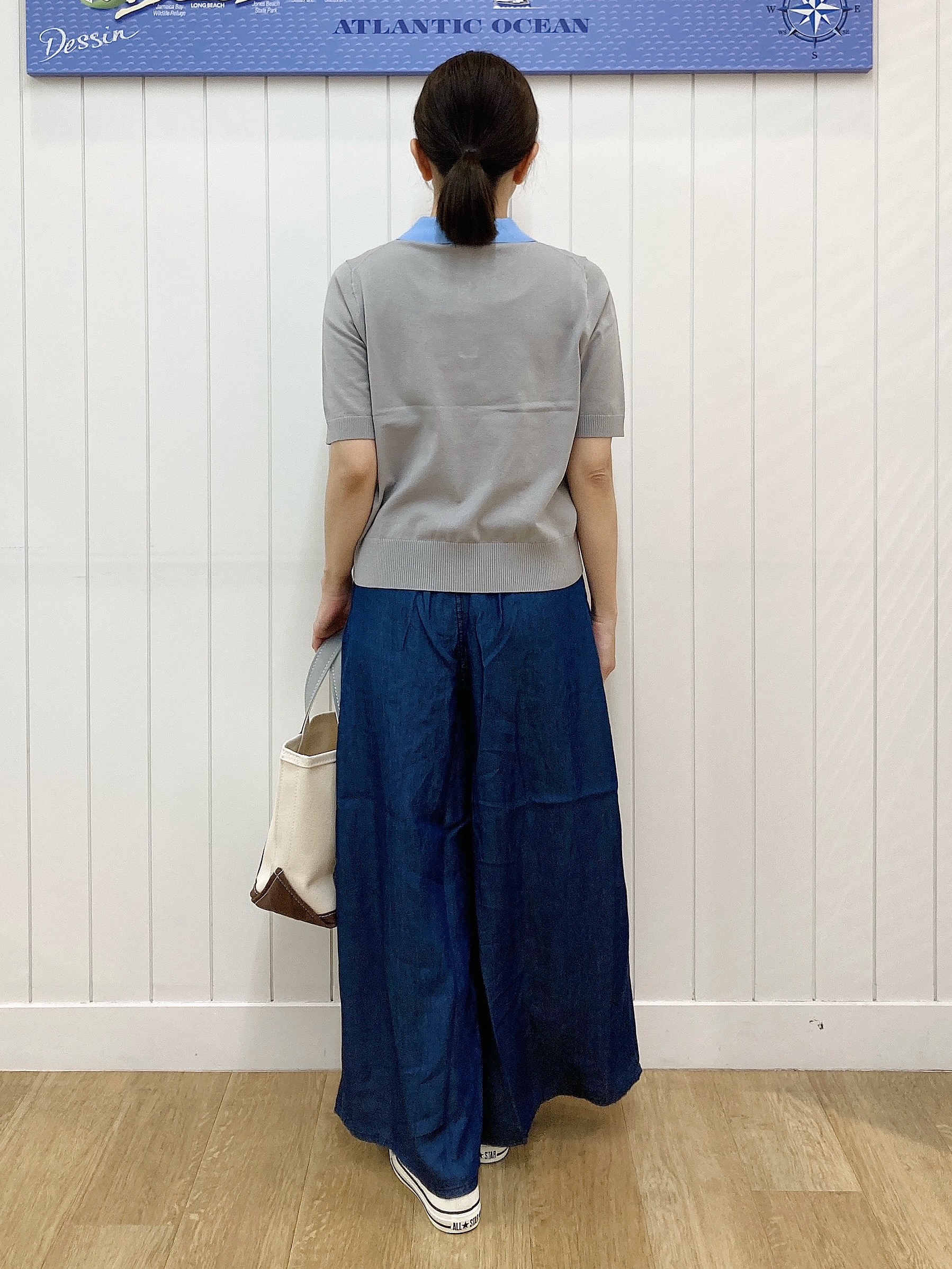 yoshiさんの「Dessin｜ポロ襟 ハーフスリーブニット」を使ったコーディネート