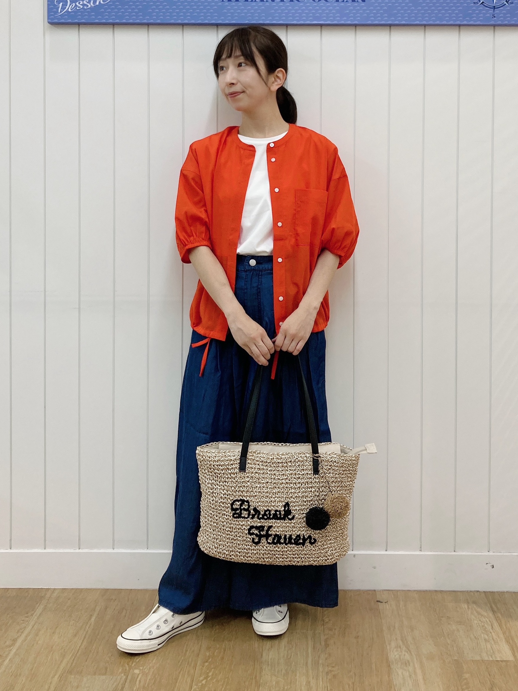 yoshiさんの「Dessin｜【高通気/セットアップ可】ハーフスリーブドロストシャツブラウス」を使ったコーディネート
