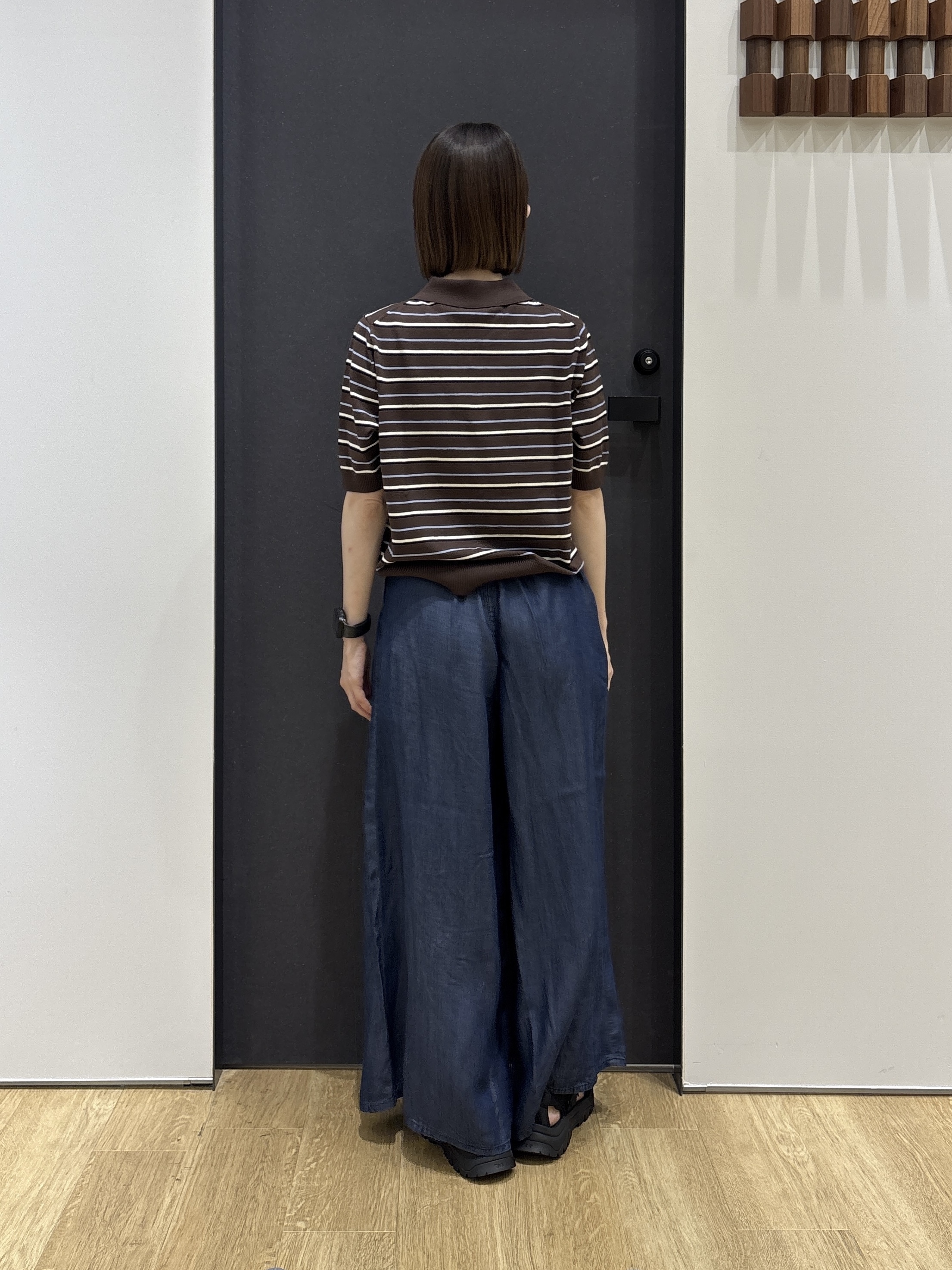 risaさんの「Dessin｜ポロ襟 ハーフスリーブニット」を使ったコーディネート