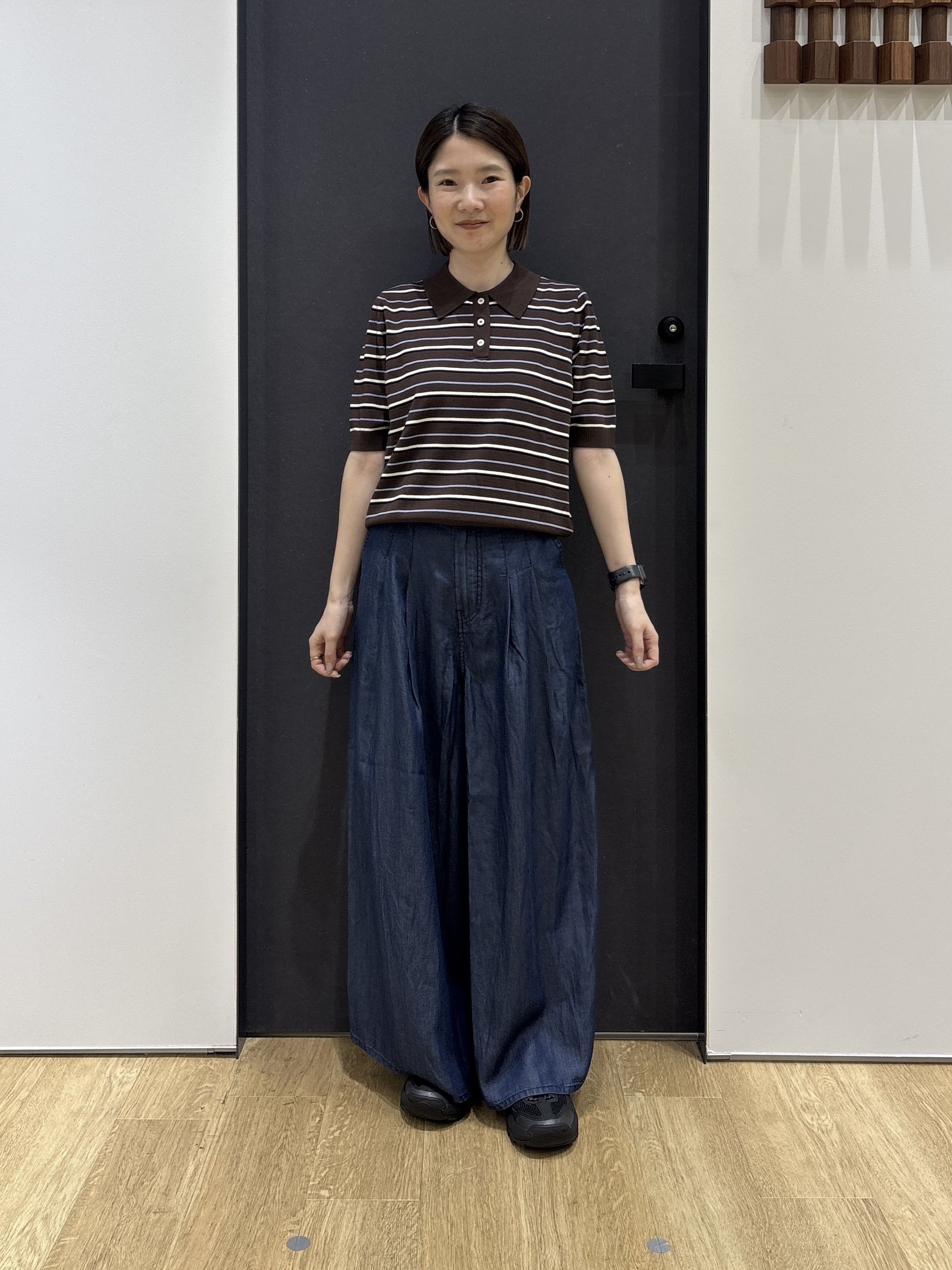 risaさんの「Dessin｜ポロ襟 ハーフスリーブニット」を使ったコーディネート