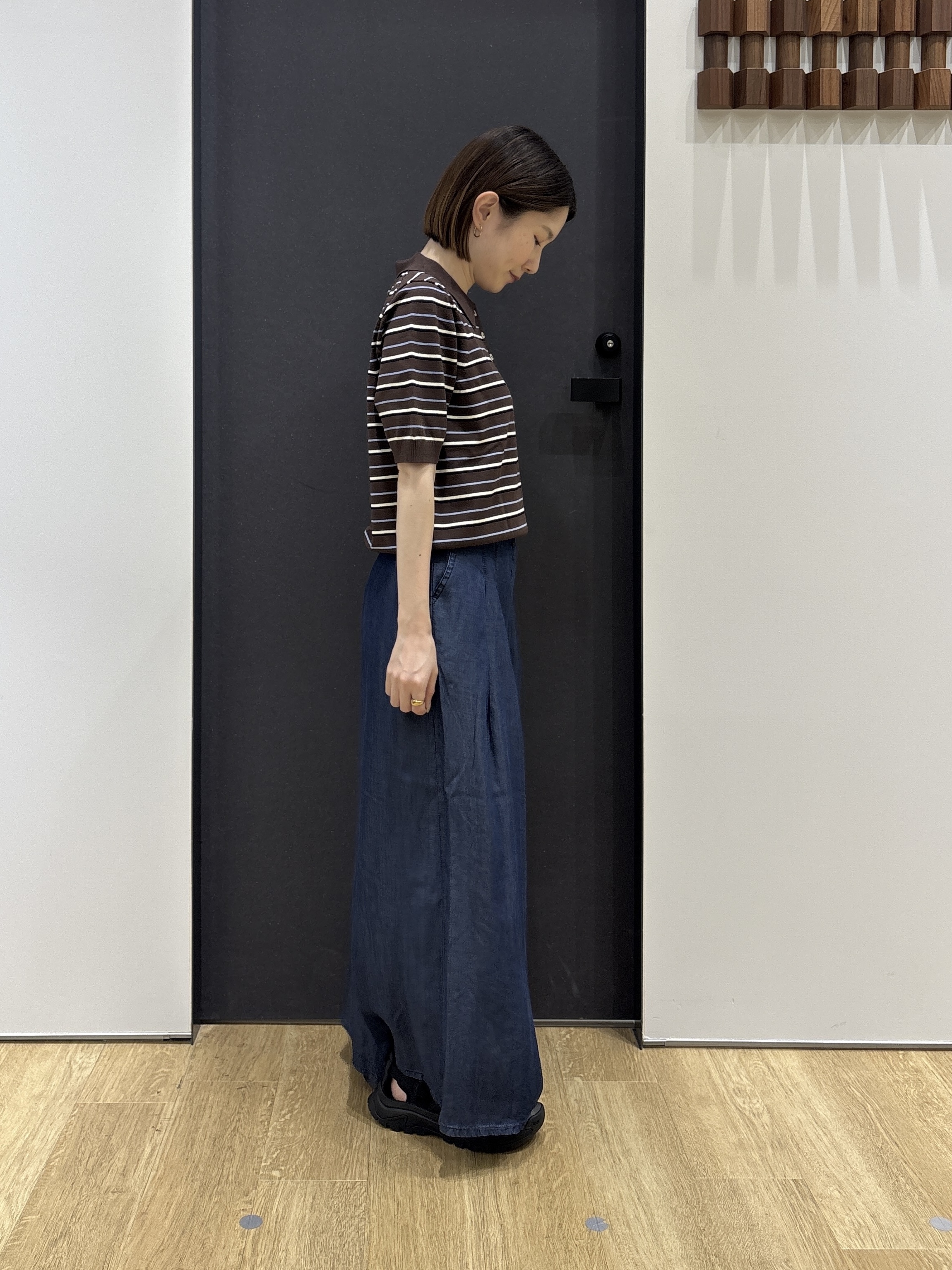 risaさんの「Dessin｜ポロ襟 ハーフスリーブニット」を使ったコーディネート