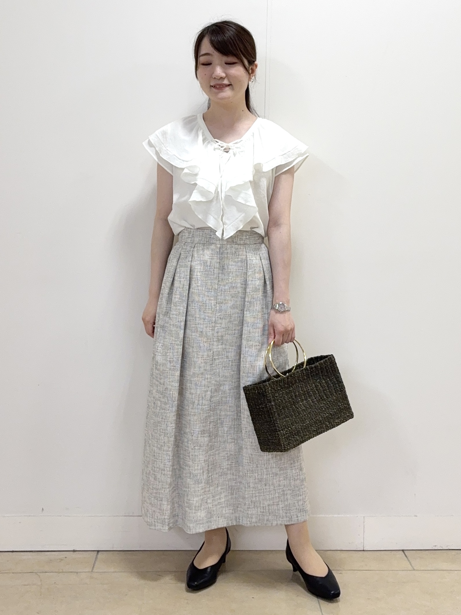 mikiさんの「Reflect｜【マシンウォッシャブル】フリルブラウス」を使ったコーディネート