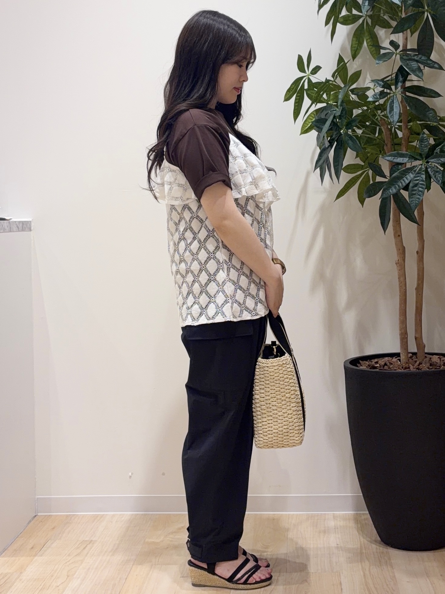 minamiさんの「grove｜【UVカット/接触冷感】プリントアソート5分袖Tシャツ」を使ったコーディネート