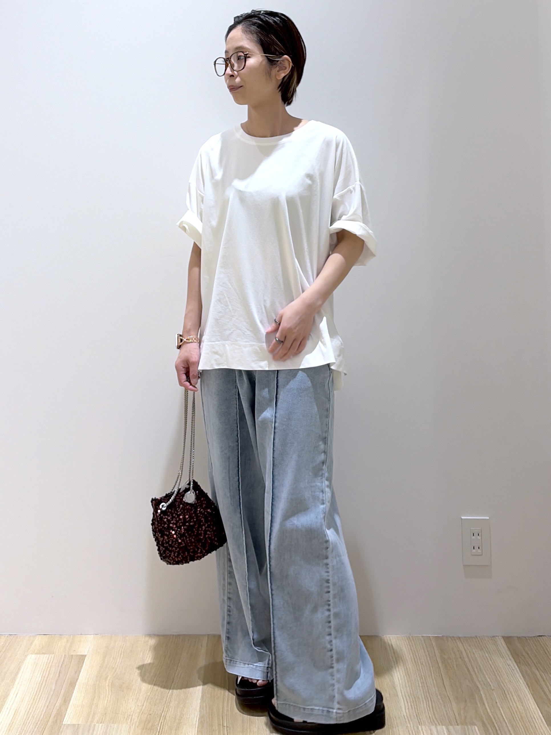 えりさんの「OPAQUE.CLIP｜【接触冷感】リラクシーカットソー《洗濯機OK》」を使ったコーディネート
