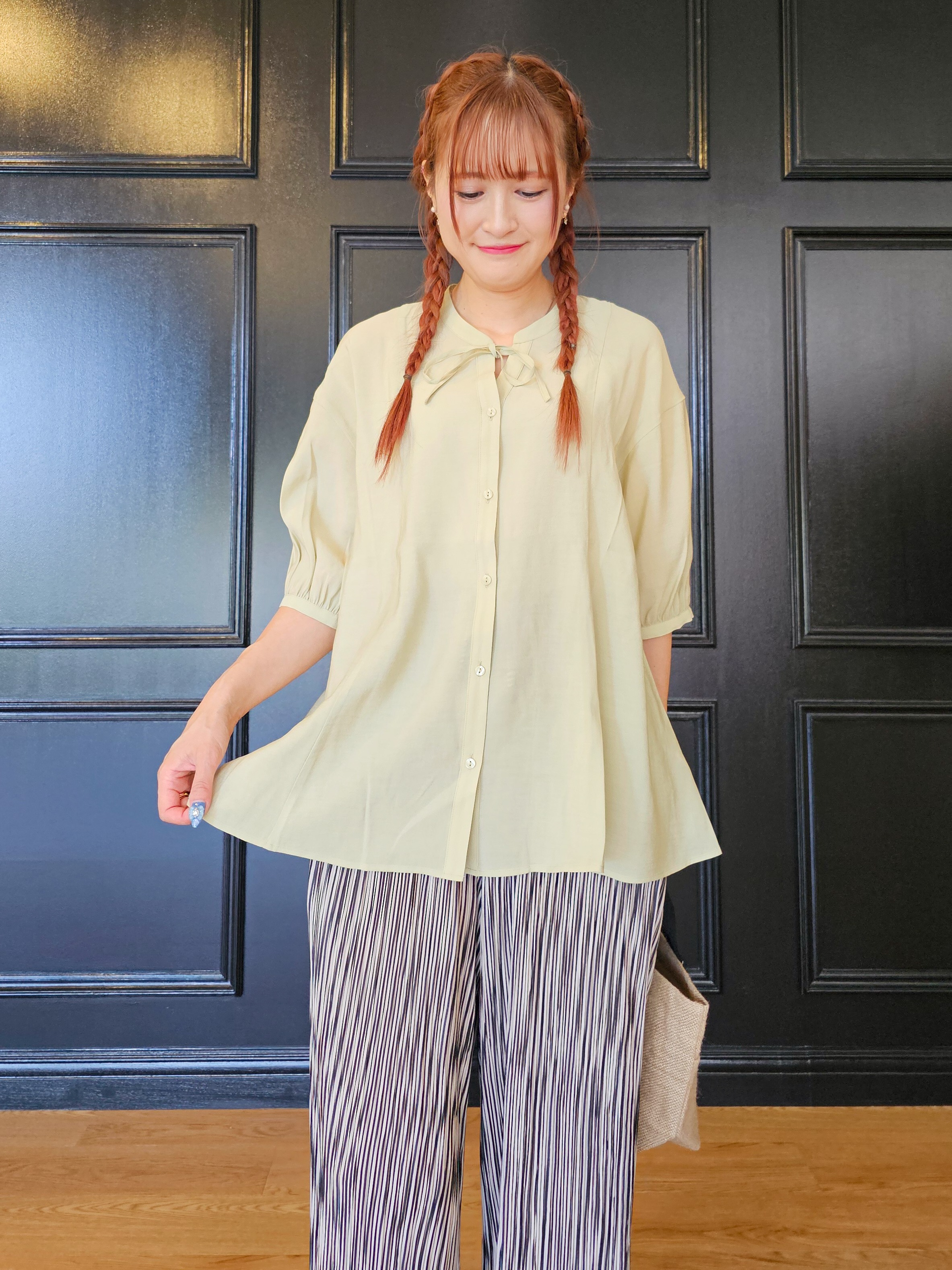 ゆゆさんの「SHOO･LA･RUE｜【S-LL】インせず着られる 切替フレアブラウス」を使ったコーディネート