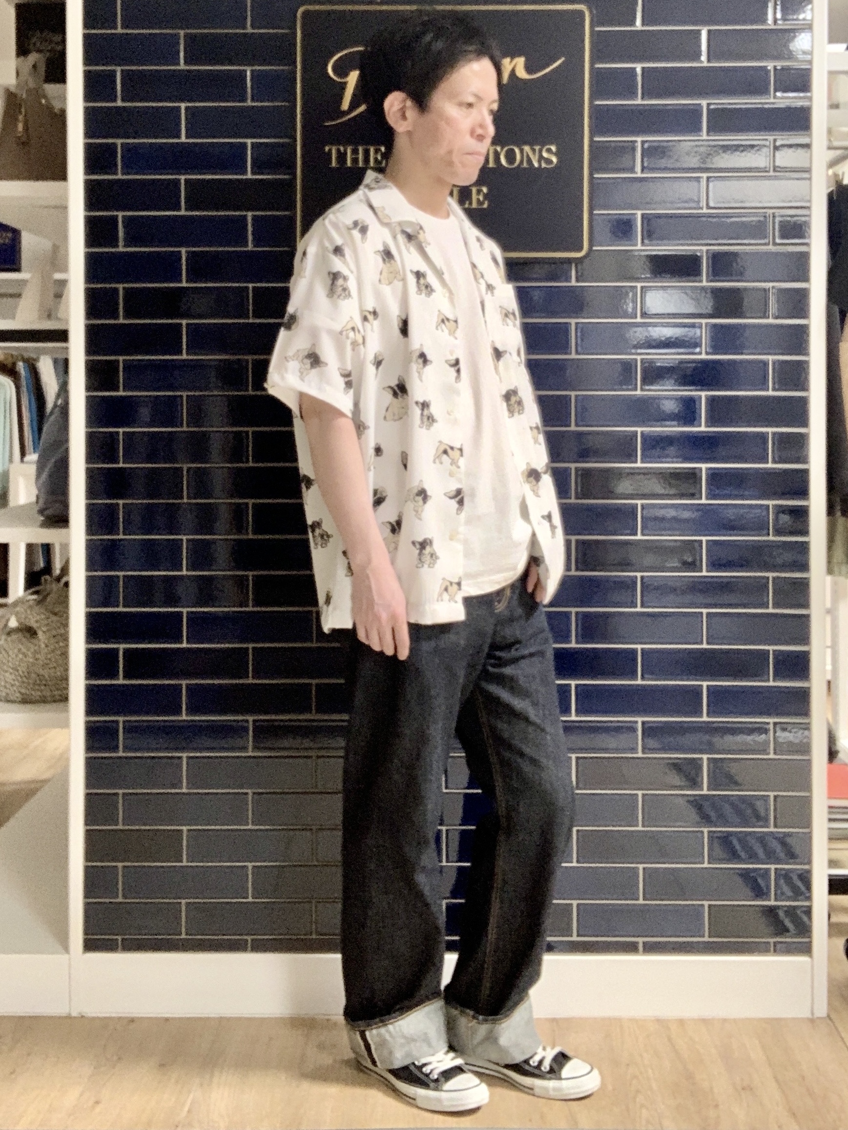 Takaさんの「Dessin｜【洗える】ドッグモチーフプリントシャツ」を使ったコーディネート