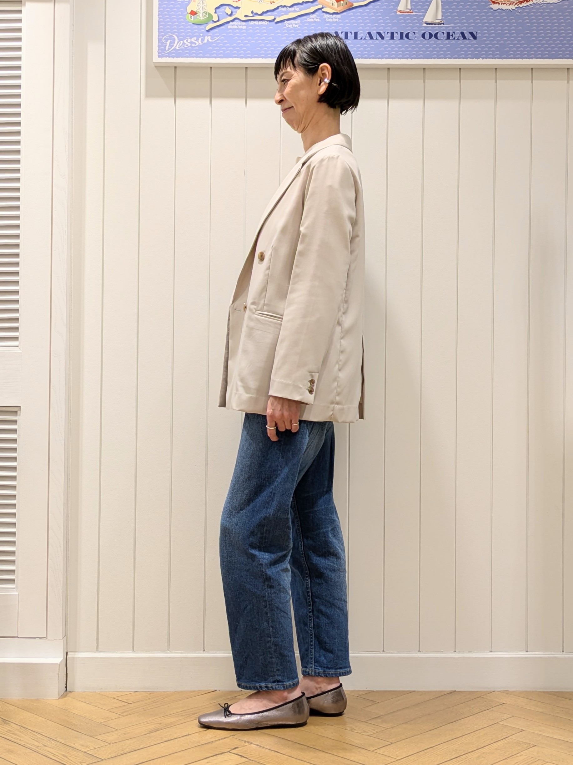 micoさんの「Dessin｜【洗える】スクエアレースノーカラーシャツ」を使ったコーディネート