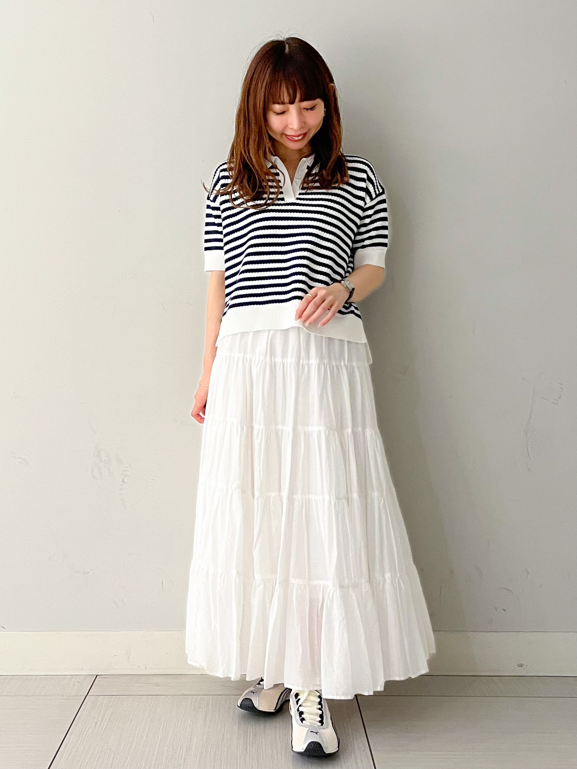 じゅんさんの「DRESSTERIOR｜【再入荷】コットンボイルティアードスカート」を使ったコーディネート
